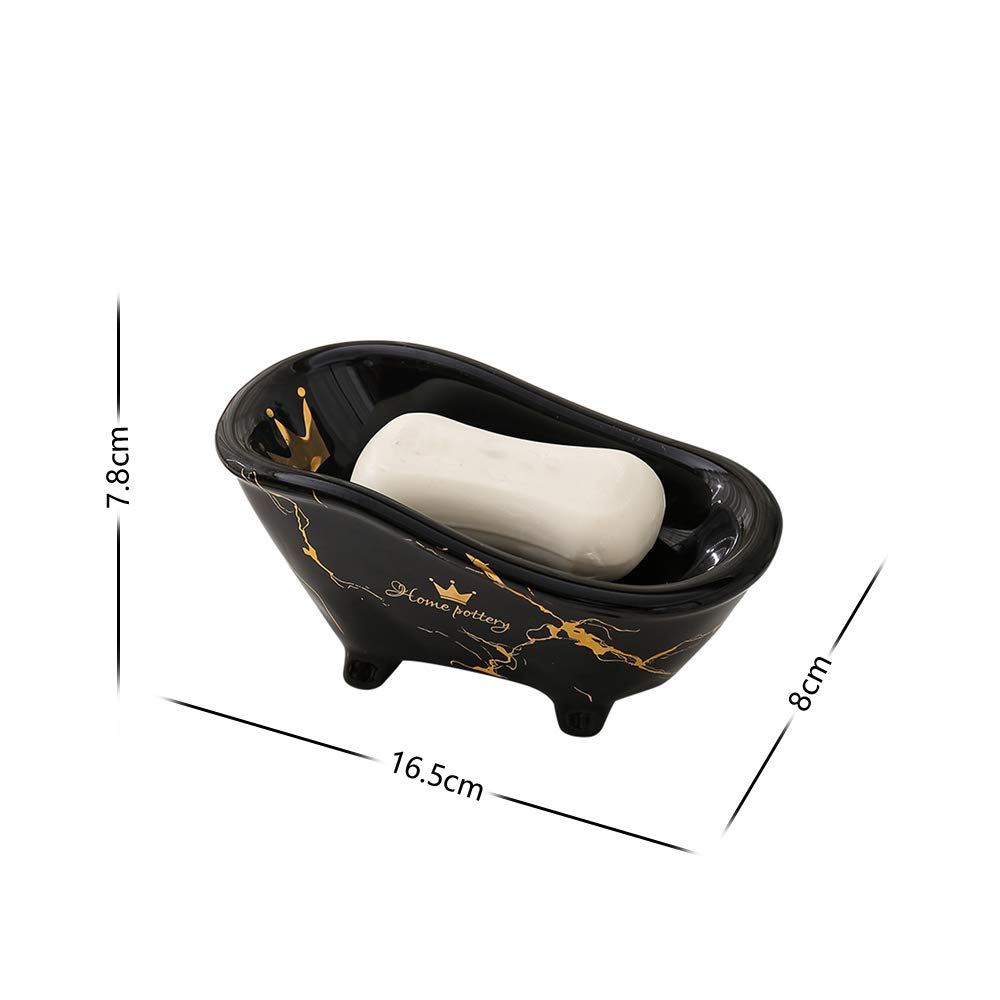 Premium Ceramic Soap Dish Holder for Bathtub - Elegant Black Bathroom Organizer | Perfect for Shower, Spa & Luxury Bathroom Decor