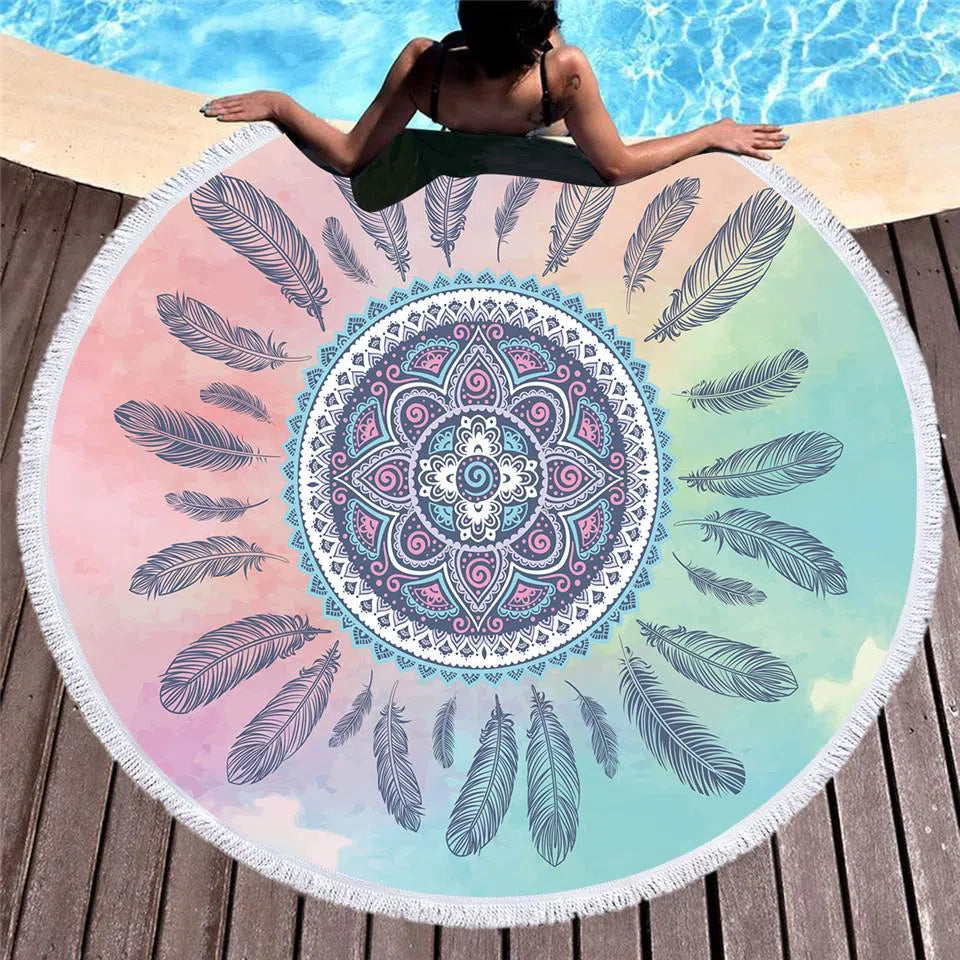 Premium Kuta Beach Round Beach Towel - Soft, Quick-Dry & Sand-Resistant for Pool, Yoga & Outdoor Picnics