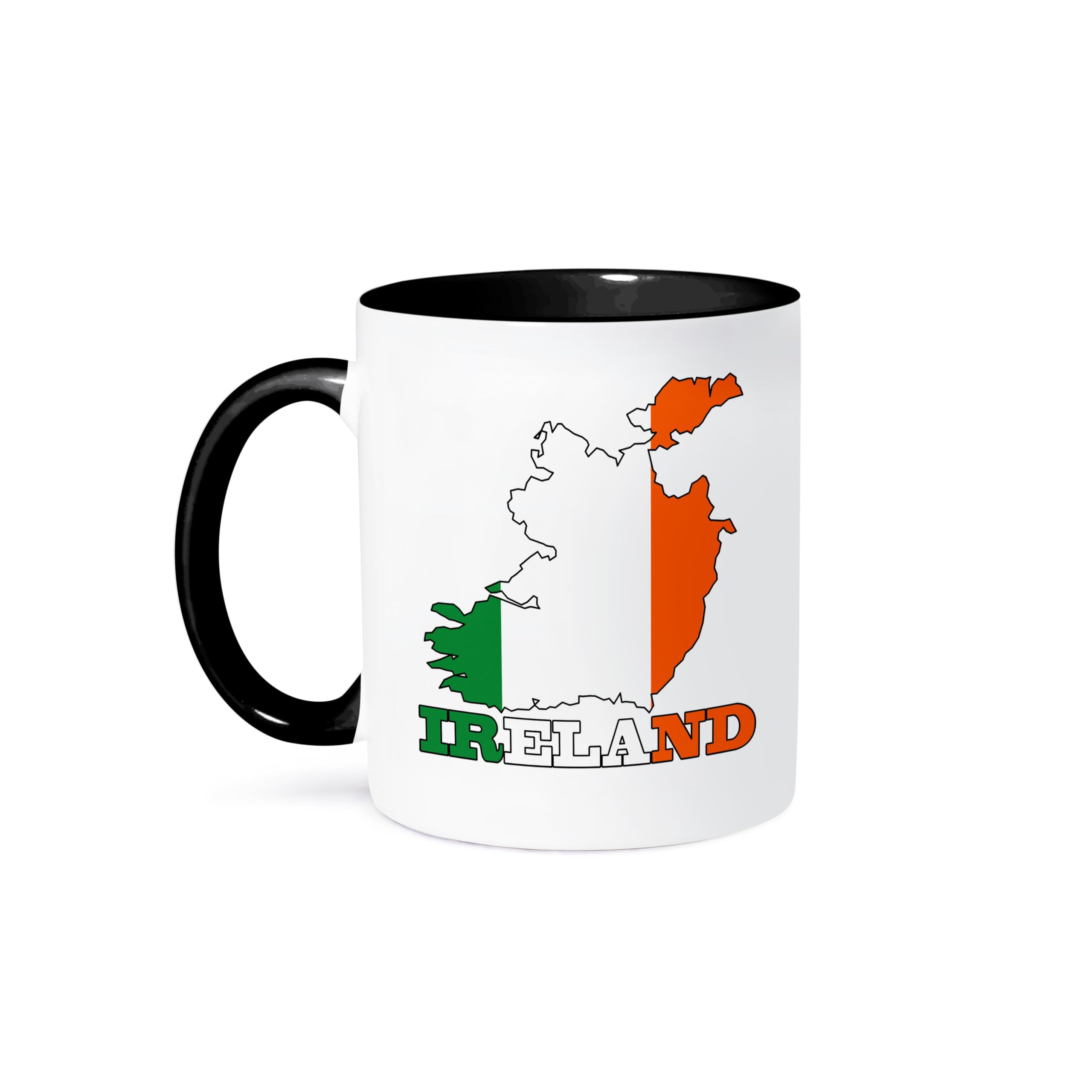 3D Rose Ireland Flag Map Black Mug - 11 oz Two-Tone Coffee Cup with Irish Country Outline & Name - Perfect for St. Patrick's Day, Irish Pride Gifts & Tea Lovers