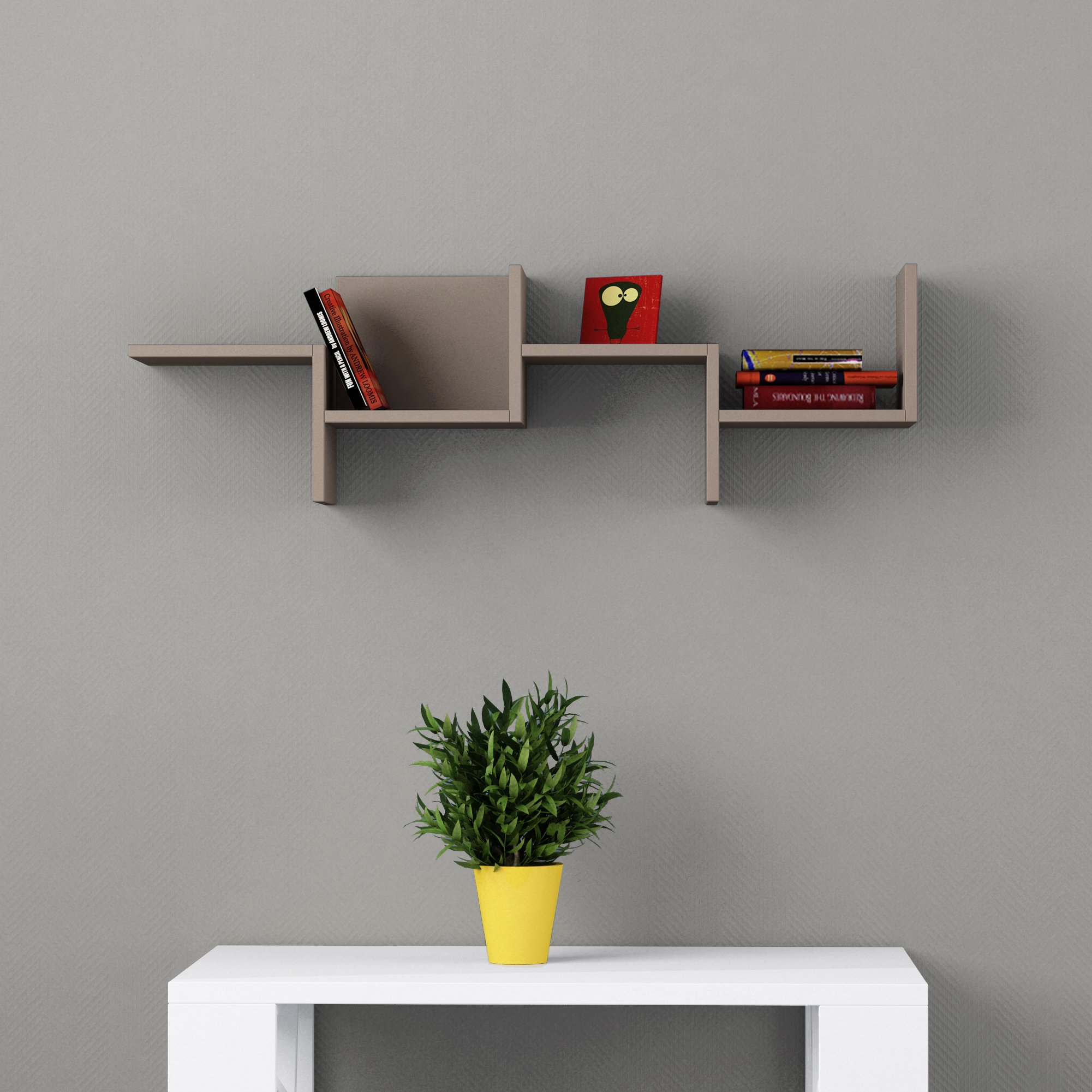 Modern Mocha Wall Shelf 14x45.5x8.5