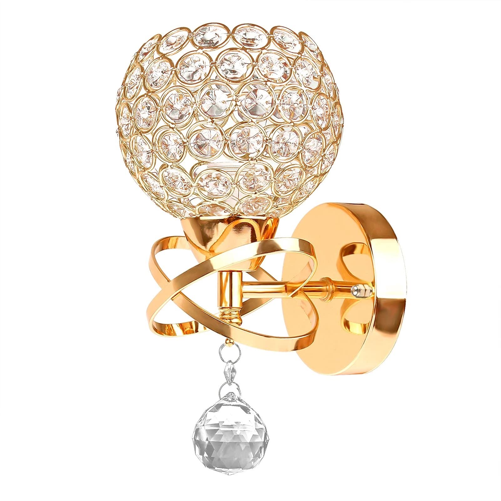 Crystal Wall Sconce Lamp - Gold/Silver E14 Bedside Lighting for Bedroom & Living Room
