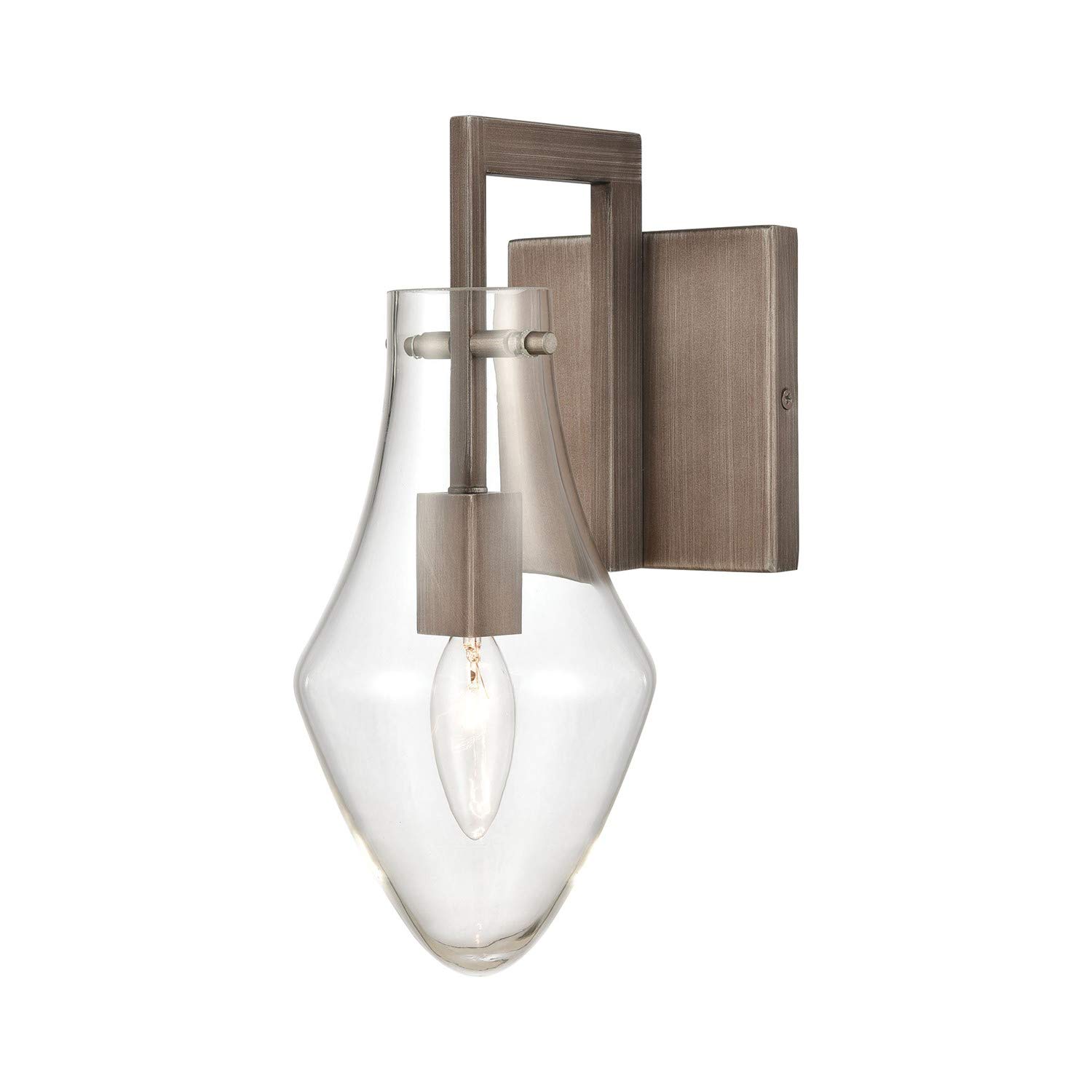 1-Light Vanity Light in Weathered Zinc with Clear Glass - Modern Bathroom Lighting Fixture for Dressing Table & Makeup Area