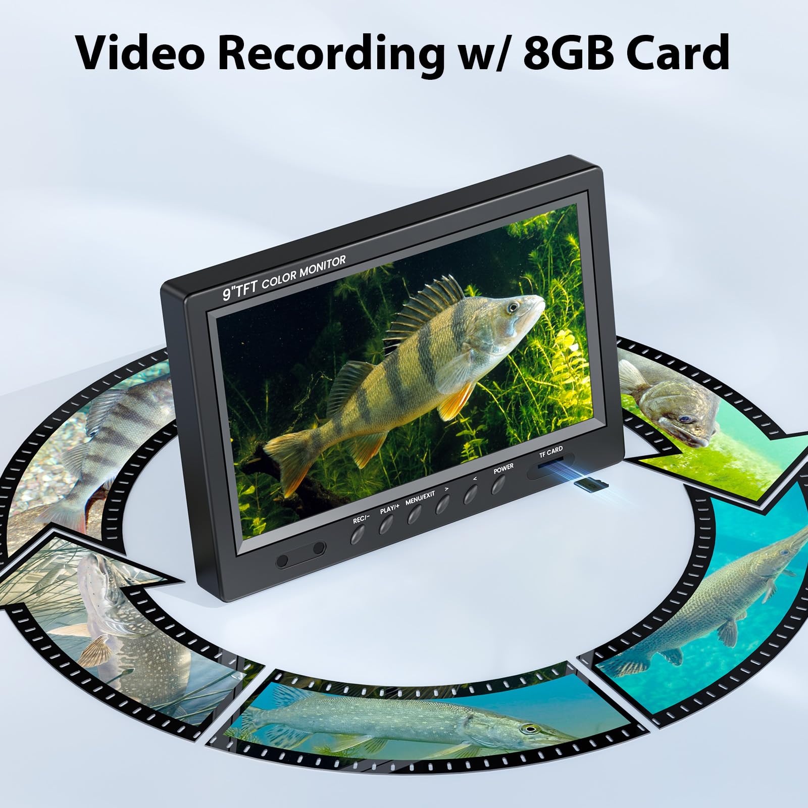 Eyoyo 9 Inch LCD Underwater Fishing Camera with 1000TVL, 15m Cable & 12 IR Lights - Portable Fish Finder for Ice, Lake, Boat Fishing - Ideal for Night Fishing, Scuba Diving & Underwater Exploration