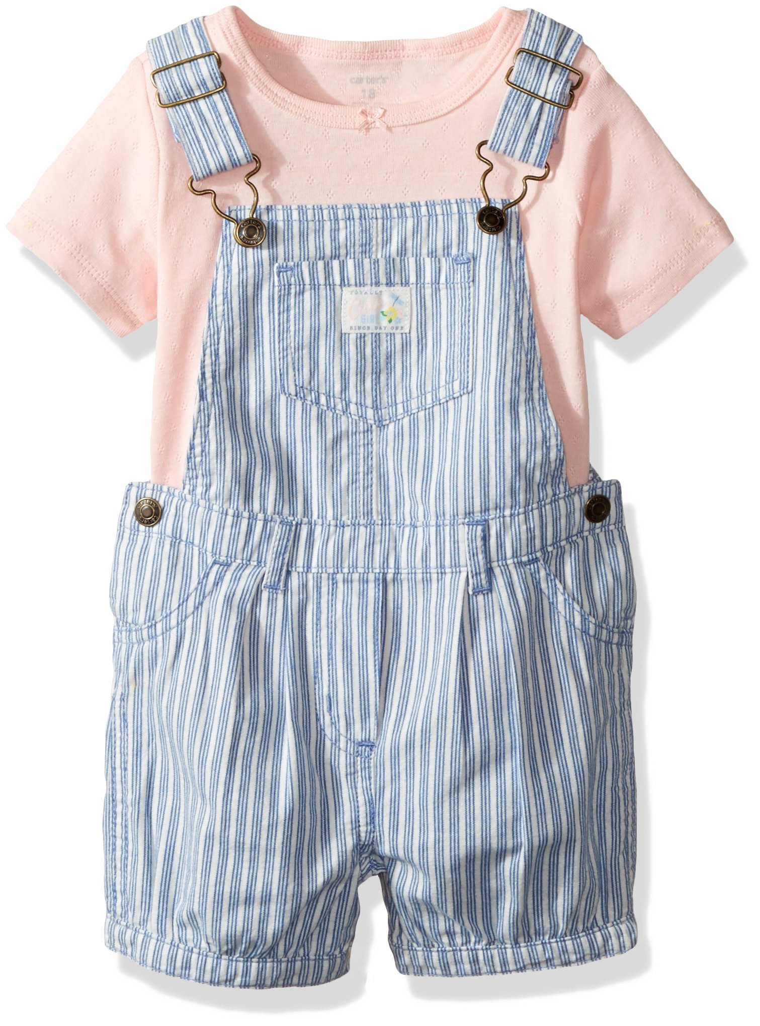 Carter's Baby Girls Denim Shortall Romper - Cute & Comfortable Outfit for Toddler Girls | Perfect for Playdates, Summer Outings & Family Photos
