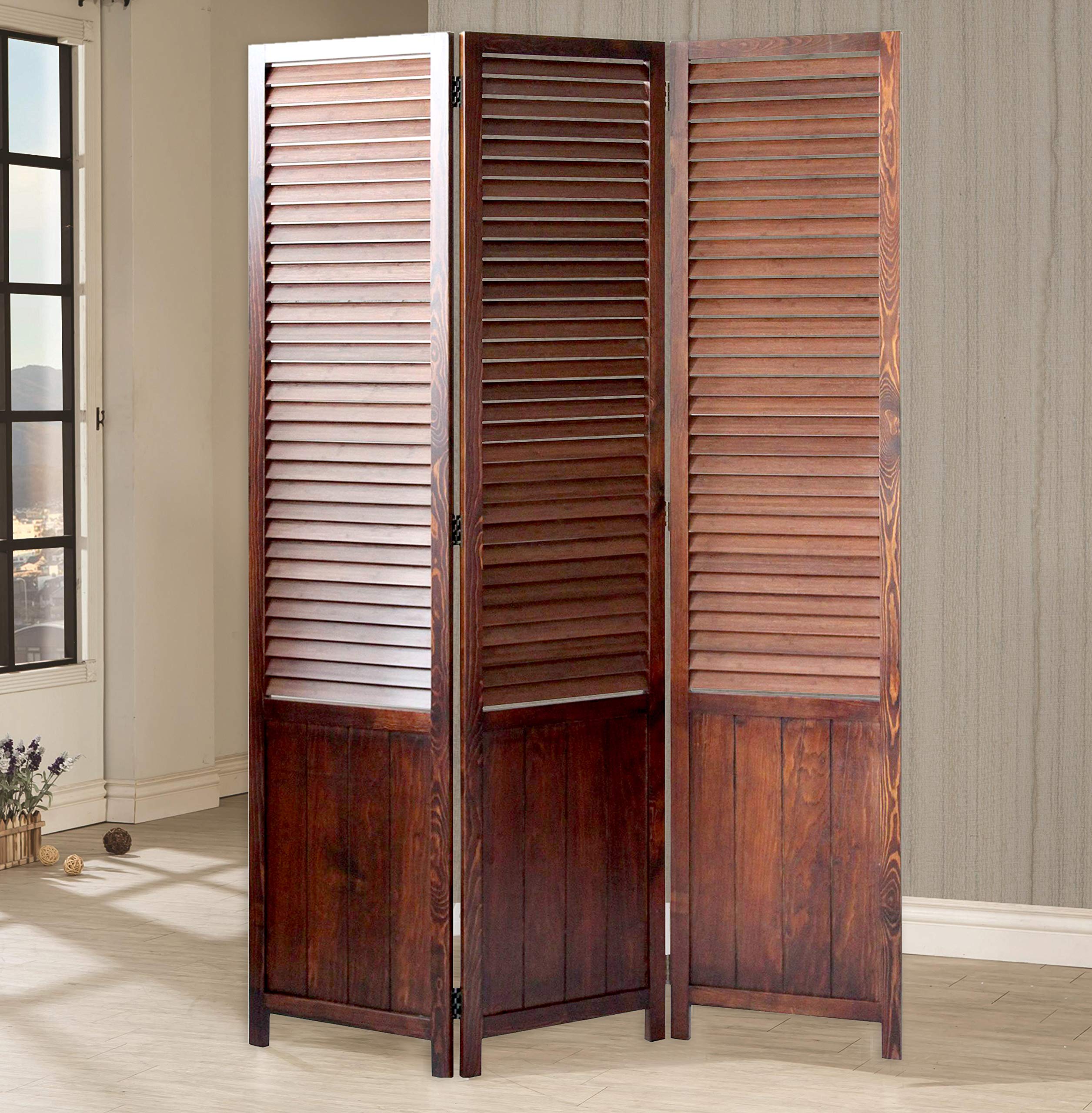 Stylish Brown Large Screen Gems Room Divider - Perfect for Home Office, Living Room & Bedroom Privacy