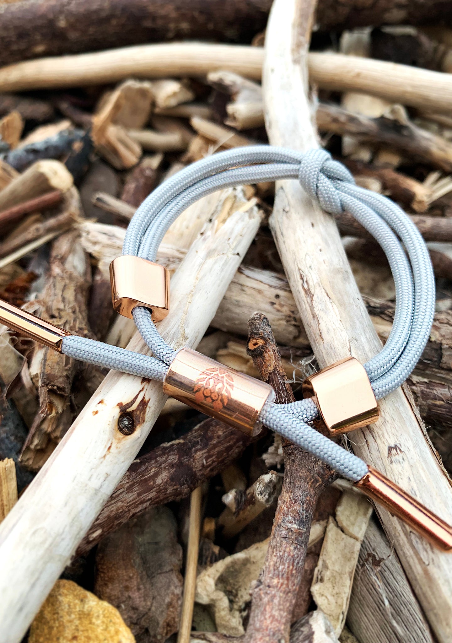 Lotus II Women's Knotaclat Bracelet - Grey & Rose Gold Adjustable Friendship Bracelet for Yoga, Meditation & Everyday Wear
