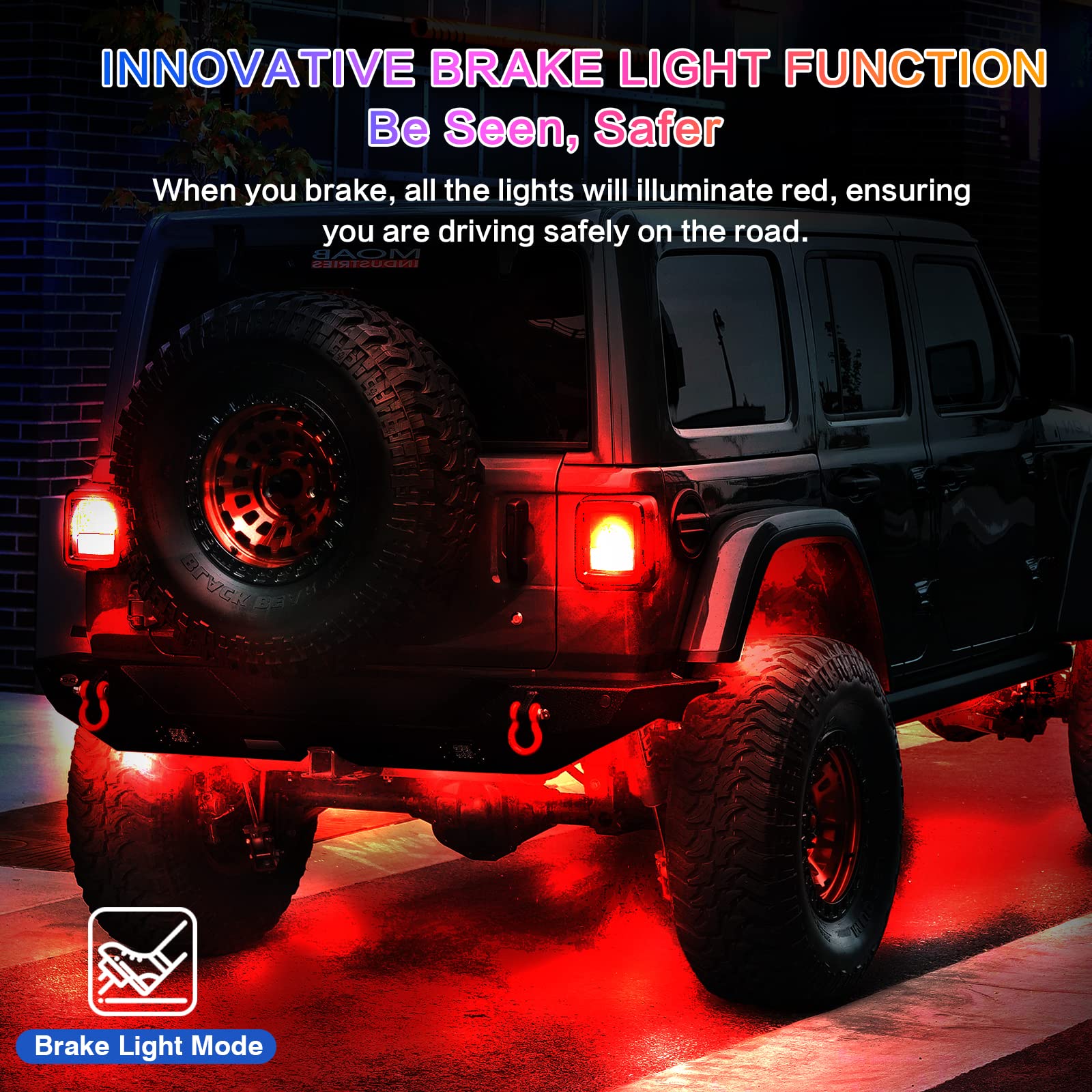 4Pods Upgraded Segmented Metal RGB LED Rock Lights Kit with APP & RF Remote Control - Waterproof Underglow Lights, 12V Multi-Color Underbody Lighting for Trucks, Jeep, ATV, UTV, Golf Cart, RZR, SXS - Perfect for Off-Road Adventures, Car Shows & Night Driving