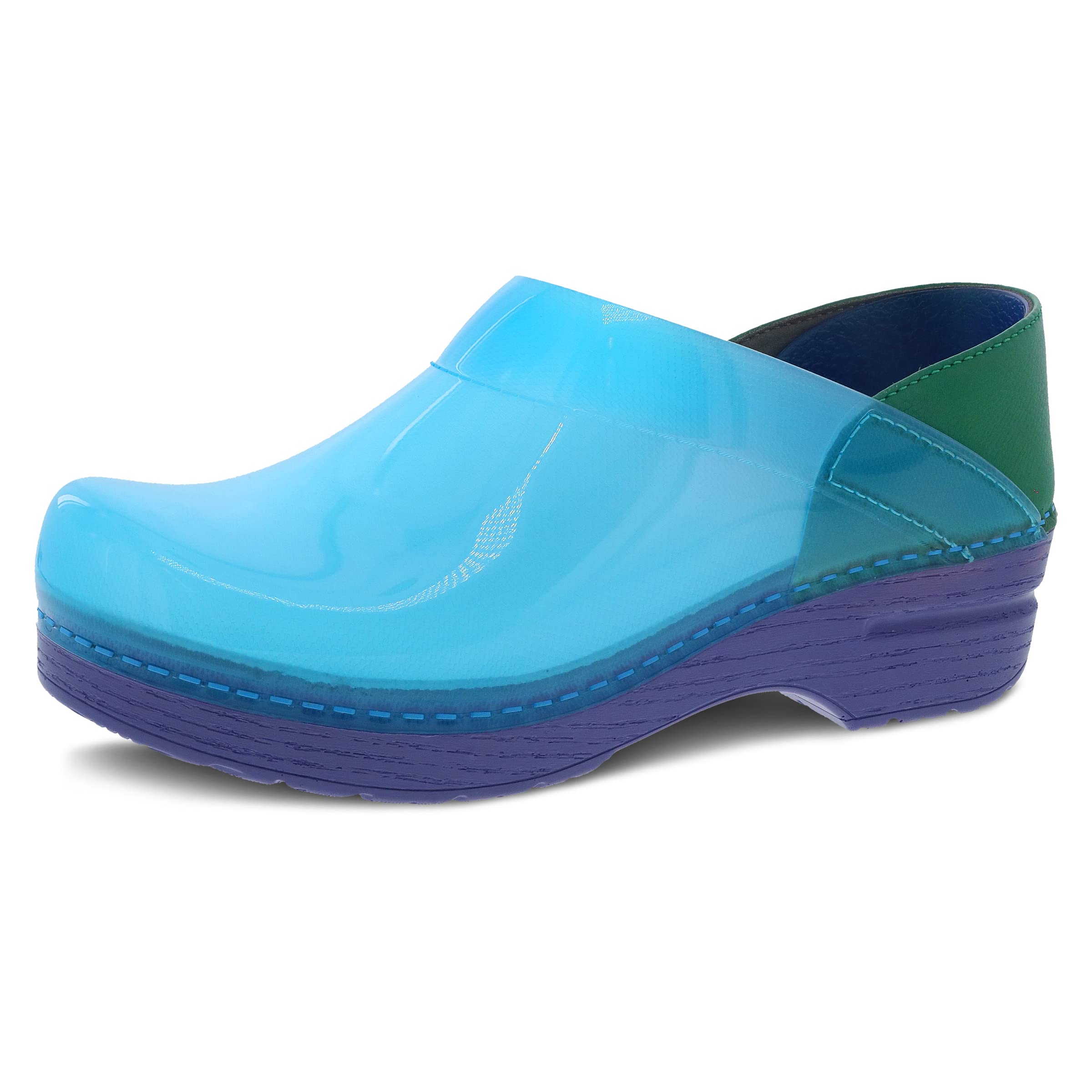 Dansko Women's Slip-On Clogs - Professional Translucent Blue Size 7.5-8 M US - Rocker Sole & Arch Support for All-Day Comfort - Jelly-Soft Candy-Colored Shell | Perfect for Nurses, Chefs & Healthcare Workers