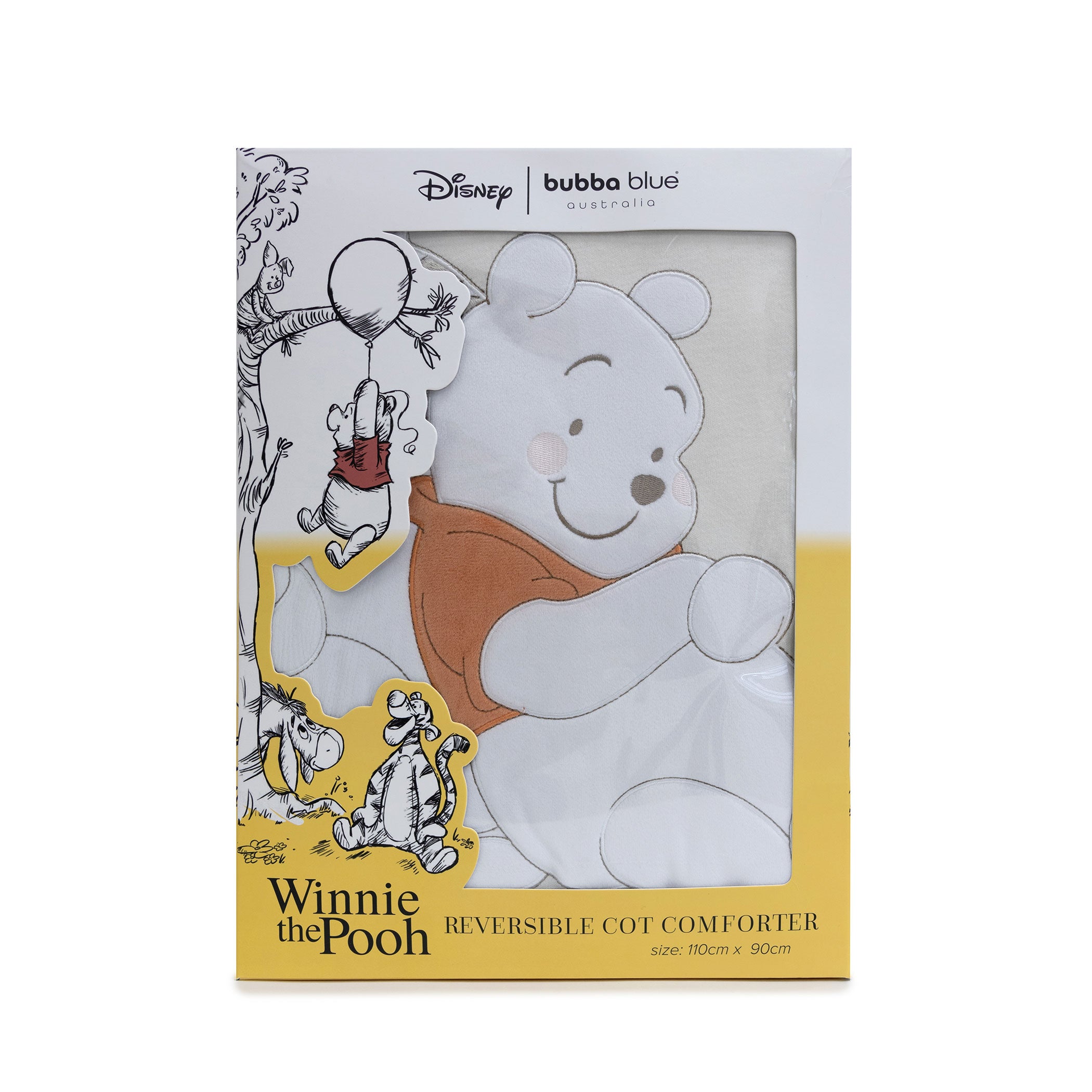 Disney Winnie the Pooh Reversible Baby Cot Quilt - Soft Nursery Bedding for Boys & Girls - Perfect for Cribs, Toddler Beds & Nursery Decor