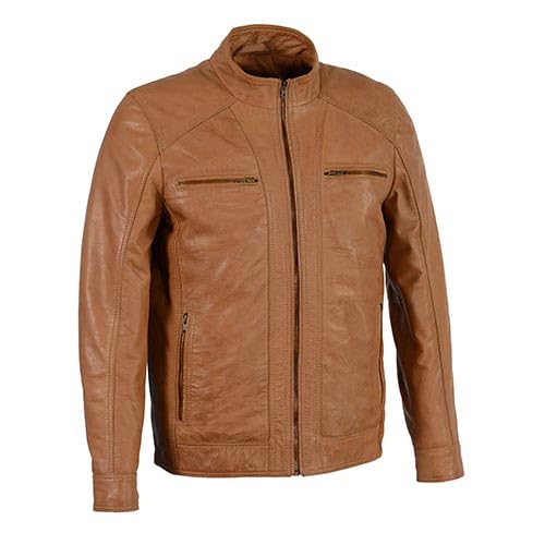Milwaukee Leather Men's Motorcycle Jacket - Genuine Lambskin, Saddle Brown, Stylish & Durable (SFM1860) - Perfect for Riding, Casual Wear & Outdoor Adventures