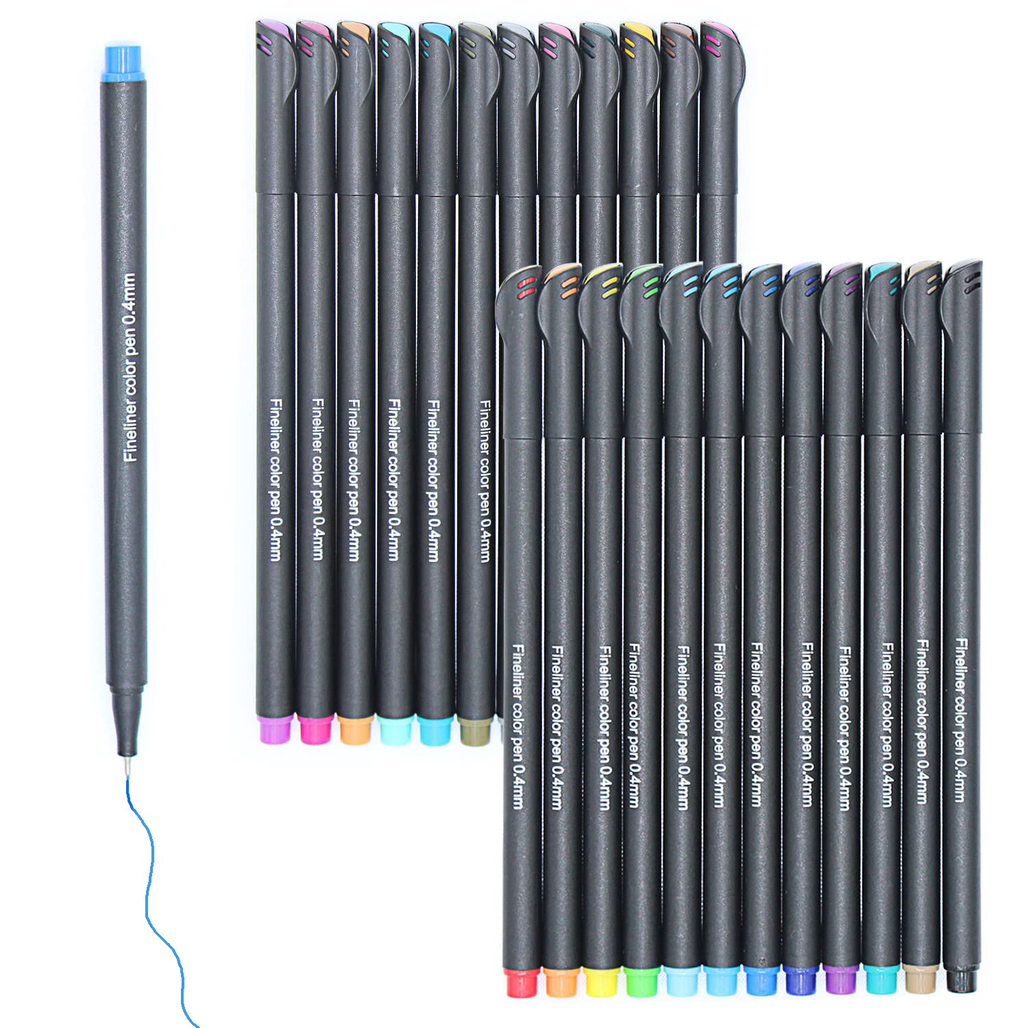 24 Pack Colored Fineliner Pens Set - Ultra Fine Tip 0.4mm Marker Pens for Writing, Note Taking & Drawing | Vibrant Color Assortment for Adults & Kids | Perfect for Office, School, Classroom, Planner, Journaling & Art Projects