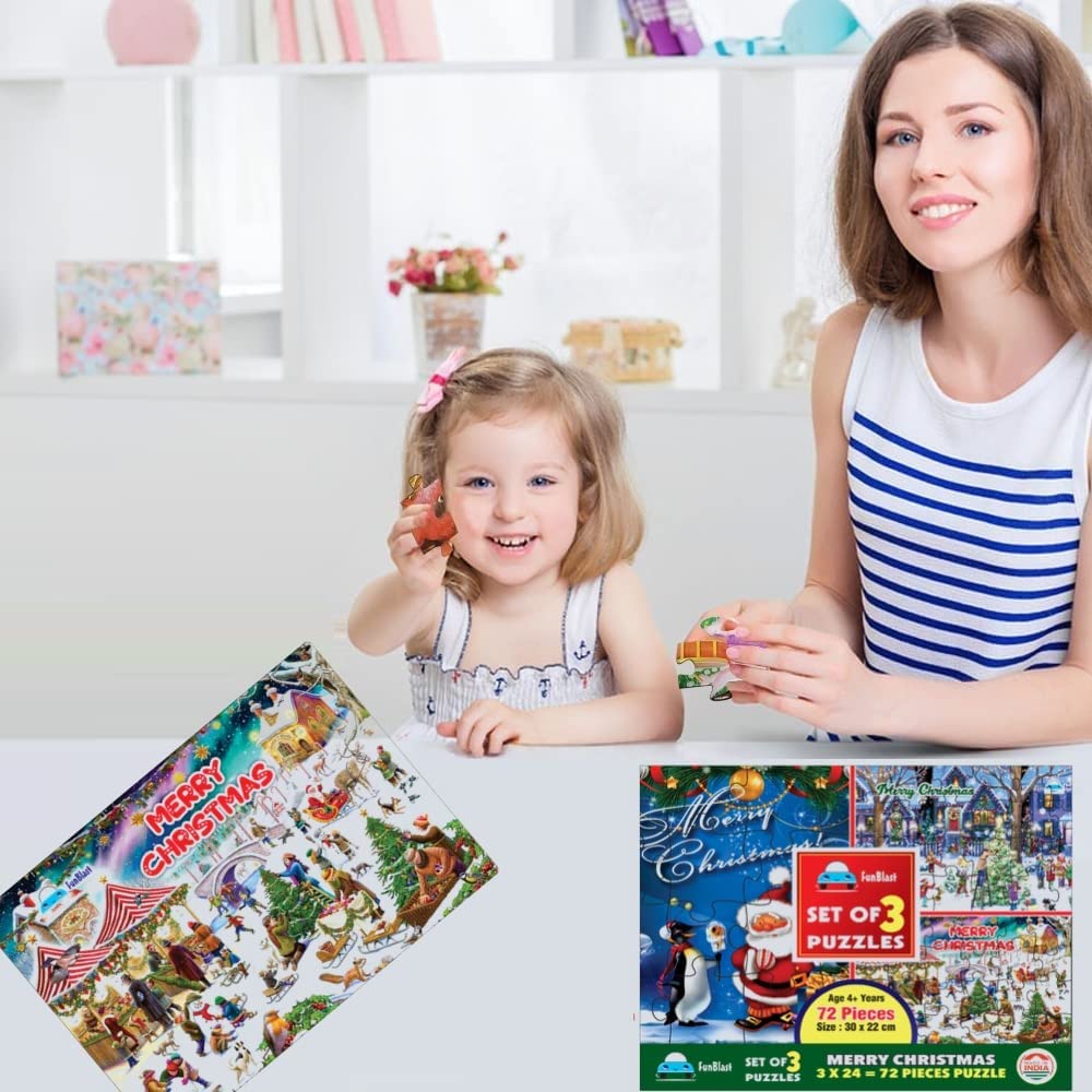 FunBlast Christmas Jigsaw Puzzle for Kids Ages 5+ | 30X22 cm Educational Toy | Holiday Family Game & Gift Idea for Boys and Girls | Perfect for Indoor Play, Birthday Parties & Christmas Stocking Stuffers