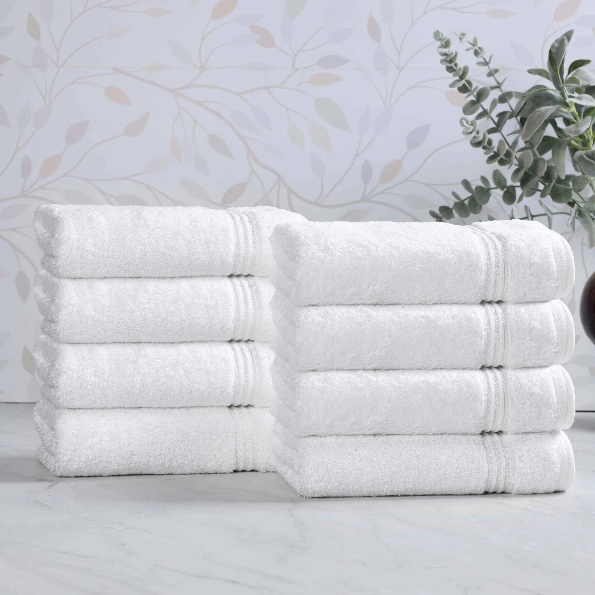 Premium 100% Egyptian Cotton Plush Hand Towels - Ultra Soft & Absorbent Bath Towel Set of 8 for Bathroom, Kitchen & Spa Luxury (24x16 Inches)
