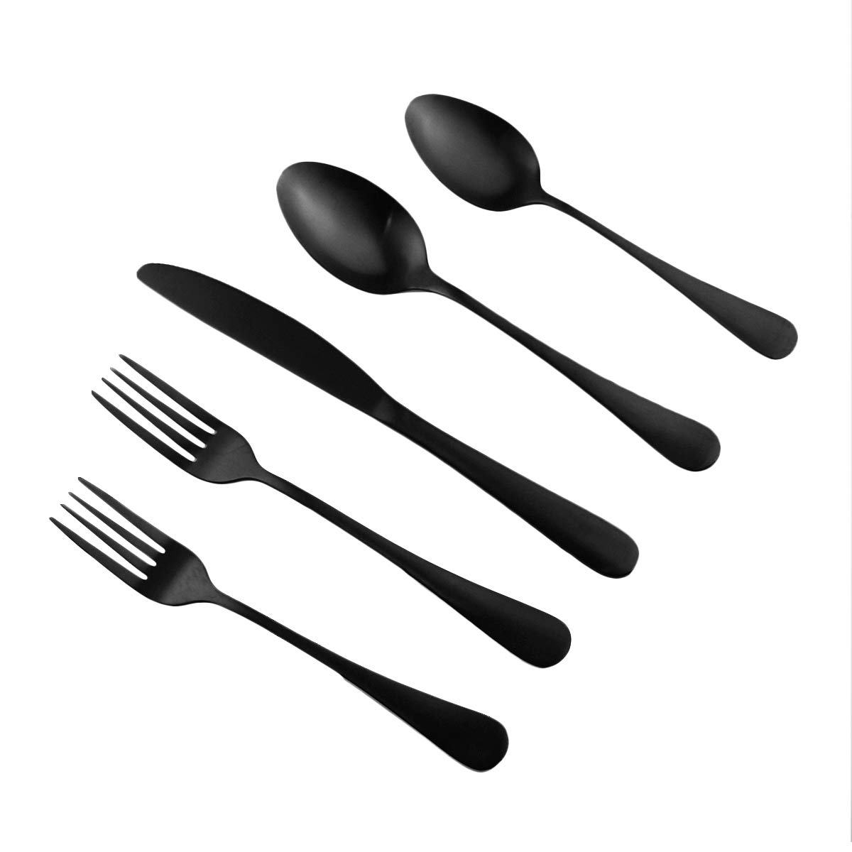 20-Piece Matte Black Stainless Steel Flatware Set - Satin Finish Silverware for 4 - Durable Kitchen & Dining Utensils - Dishwasher Safe Cutlery Set for Home, Restaurant & Party Use - Perfect for Everyday Meals, Dinner Parties & Special Occasions