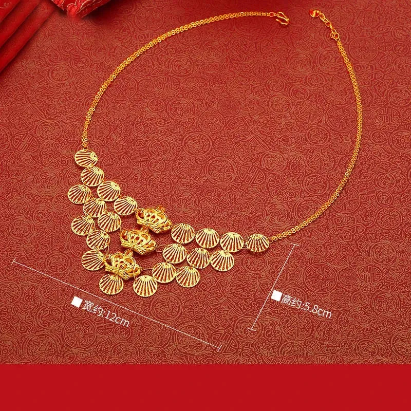 24K Pure Gold Necklace Real AU 999 Solid Gold Chain for Women - Elegant Classic Party Jewelry Gift for Her - Trendy & Upscale Fine Jewelry for Weddings, Anniversaries & Special Occasions - 2023 New Arrival