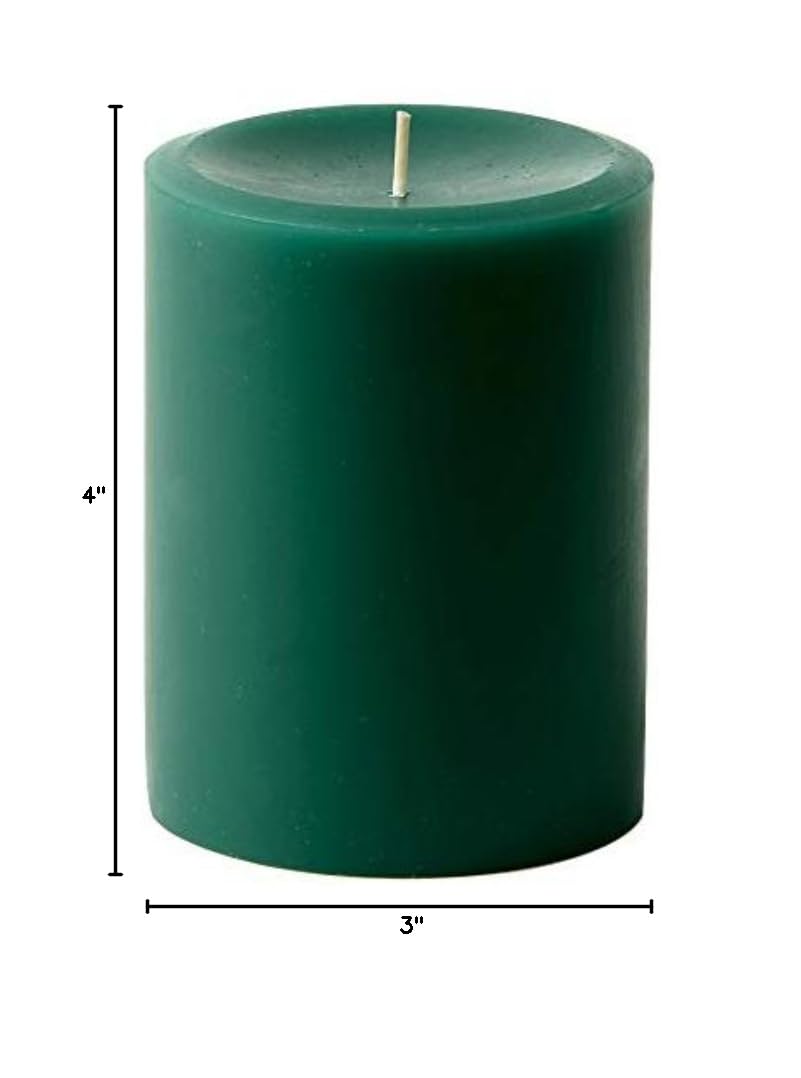 Premium Unscented Dripless Pillar Candles Set of 3 - Hand-Poured Solid Green Wax Candles for Home Decor, Wedding Centerpieces & Romantic Dinners - 4