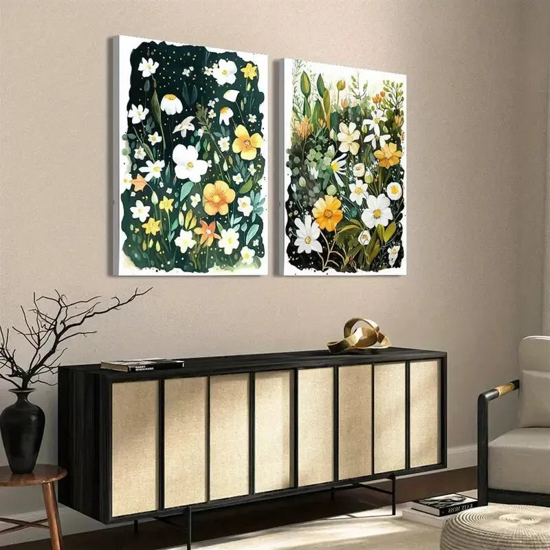2PCS Floral Canvas Wall Art - Colorful Flowers Framed Painting 50x75cm | High Quality Print | 100% Australian Made | Ready to Hang | Perfect for Living Room, Bedroom & Office Decor
