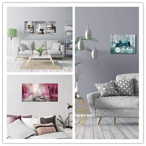 Farmhouse Teal Dandelion Canvas Wall Art - Bathroom & Bedroom Decor, Aesthetic Framed Painting for Home, Living Room, Office - Perfect for Rustic, Vintage & Paris-Themed Interior Design