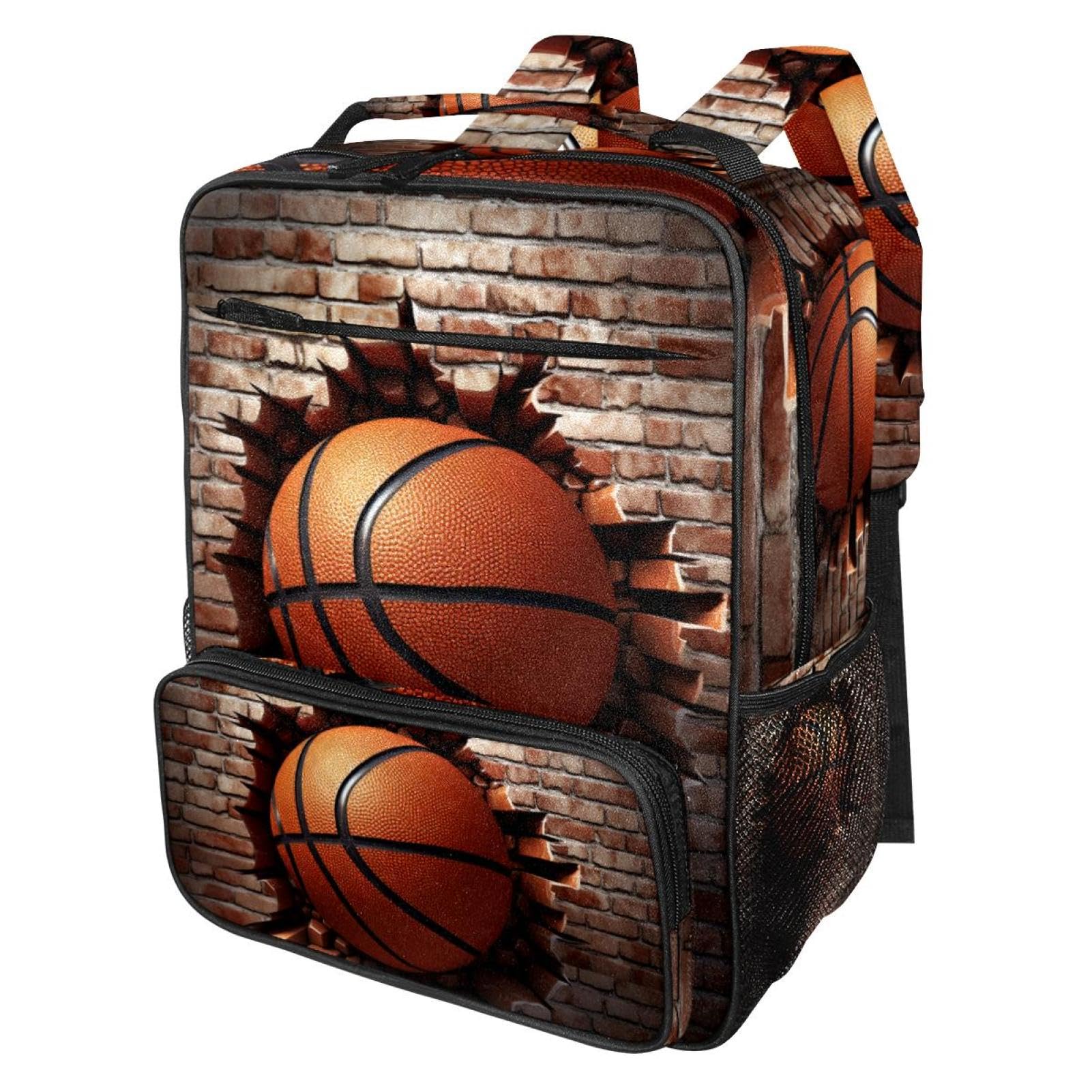 Durable Travel Backpack for Women & Men - Waterproof Basketball Texture Design - Perfect for Hiking, Gym, School & Daily Commute
