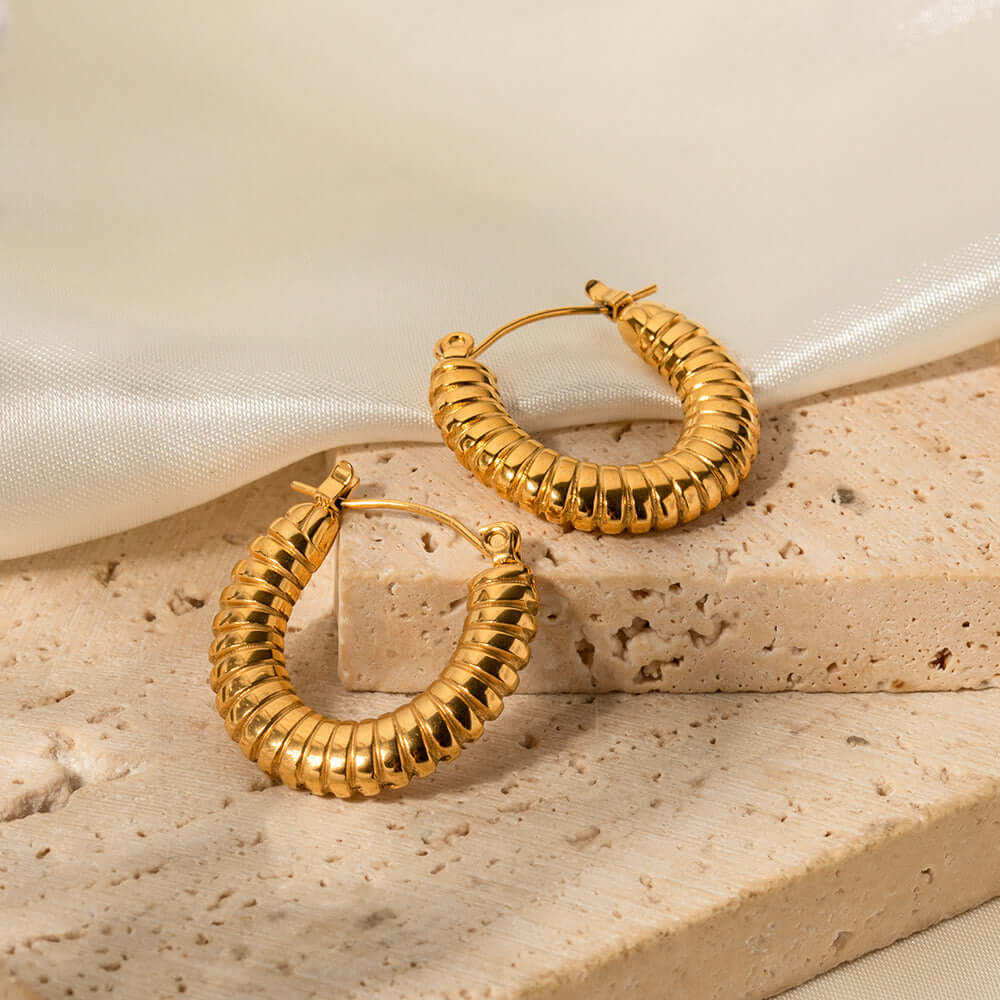 Minimalist 18K Gold Plated Hoop Earrings for Women - Classic Small Gold Hoops for Everyday Wear | JDEW018 | Perfect for Office, Date Night & Casual Outfits