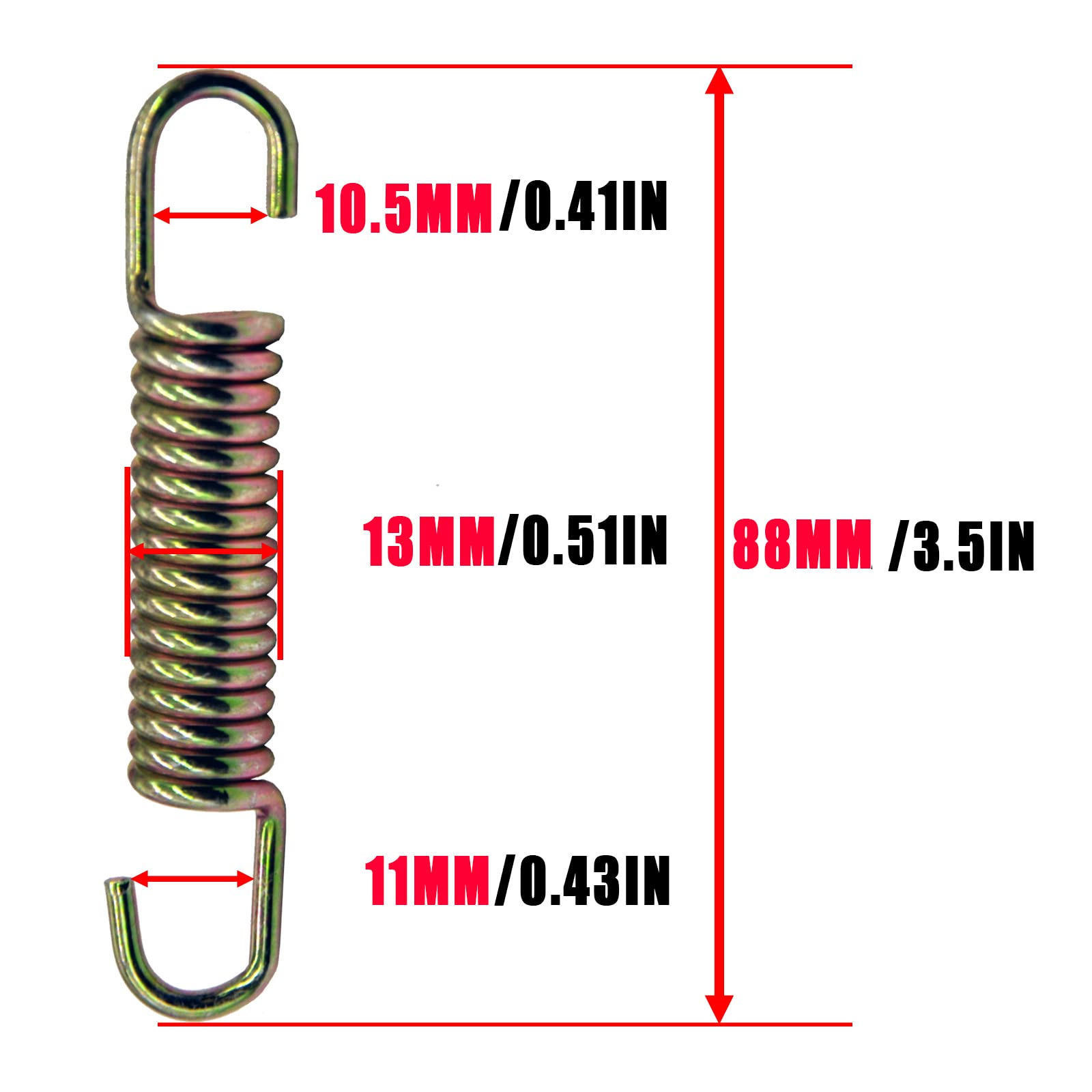 Universal Motorcycle Kickstand Spring Kit - Heavy Duty Gold Metal Side Stand Spring & Brake Pedal Return Spring - Replacement for Mini Bikes, Dirt Bikes, Scooters (3-Pack) - Perfect for Off-Road Riding & Urban Commuting