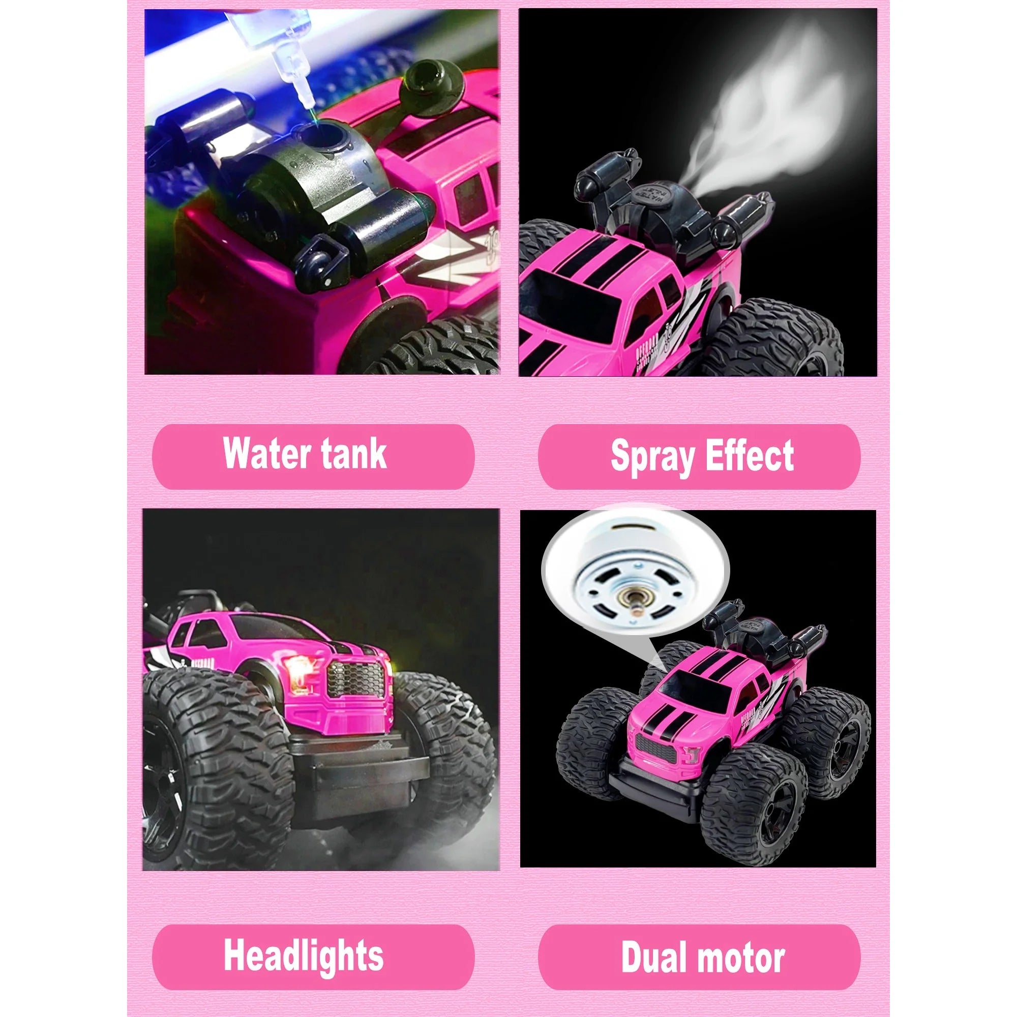10LECCION Pink Remote Control Monster Truck for Girls - Durable RC Car for Outdoor Play, Birthday Gifts & Backyard Adventures