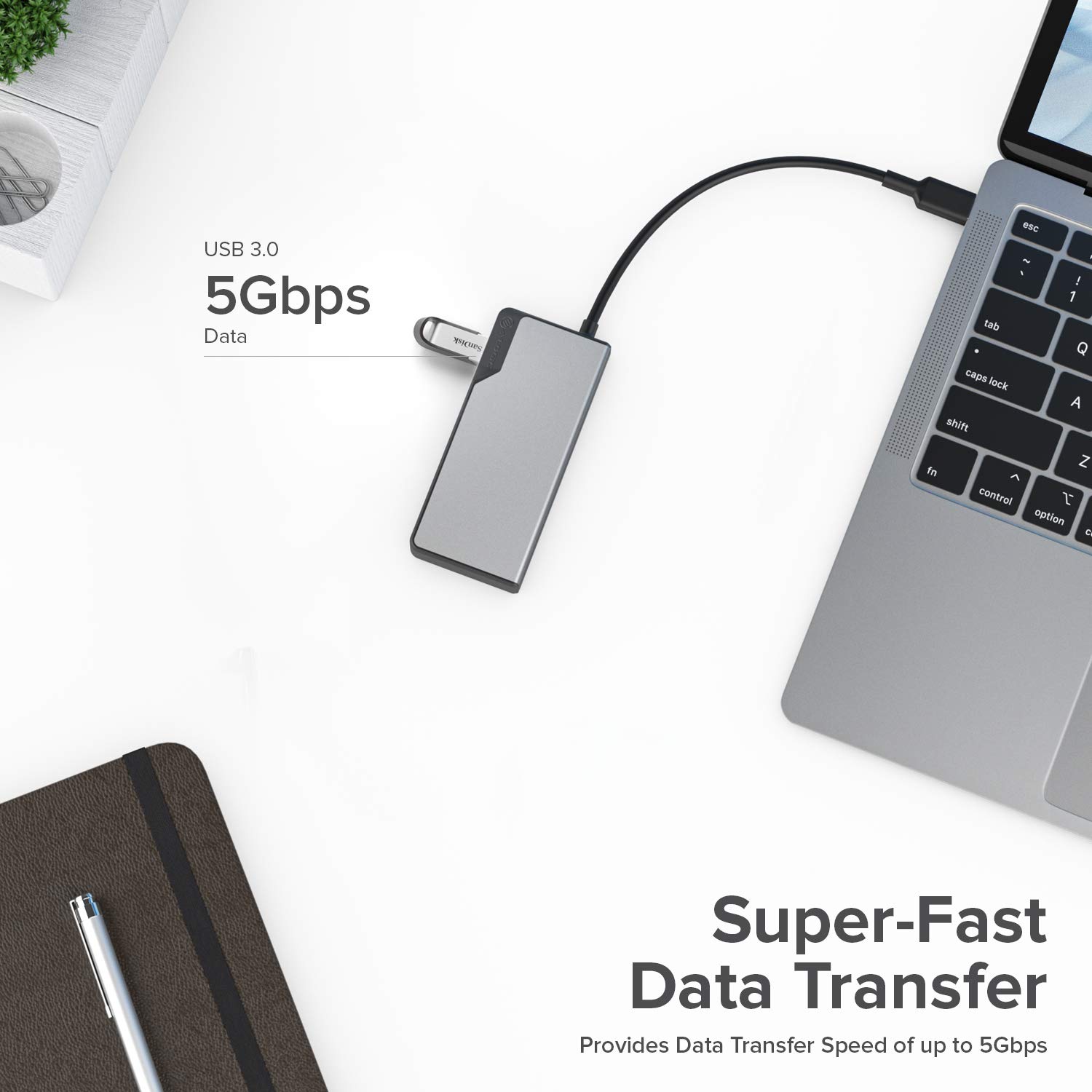 ALOGIC USB-C Fusion Swift Hub - 4-in-1 Type C Adapter with USB 3.0 (5Gbps) for MacBook Pro/Air & iPad Pro/Air - Perfect for Home Office, Travel & Multi-Device Charging