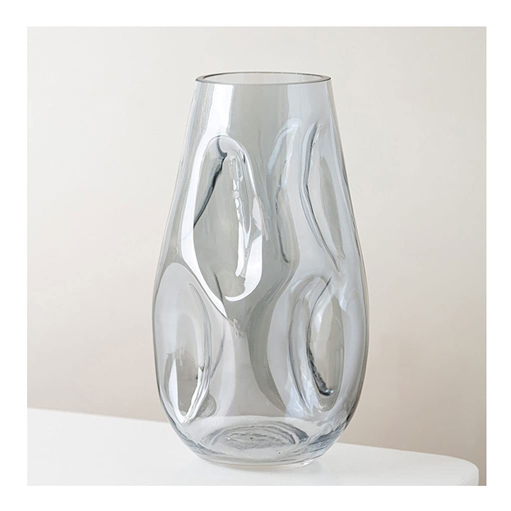 TBUDAR Modern Irregular Shape Clear Glass Vase - Medium Size for Flowers, Home, Living Room & Office Tabletop Decor - Perfect Gift Idea for Housewarming, Weddings & Centerpieces (Clear)