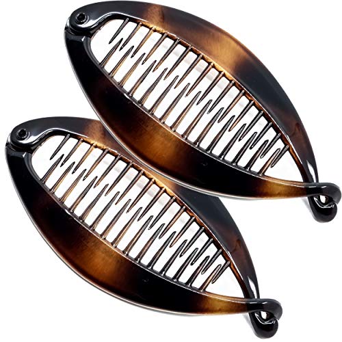 Camila Paris CP4 2-Pack 5 Inch French Banana Clip Hair Combs - Classic Girls Updo & Flexible Ponytail Holders - Durable Styling Hair Accessories for Women (Made in France) | Perfect for School, Work, Parties & Everyday Hairstyles