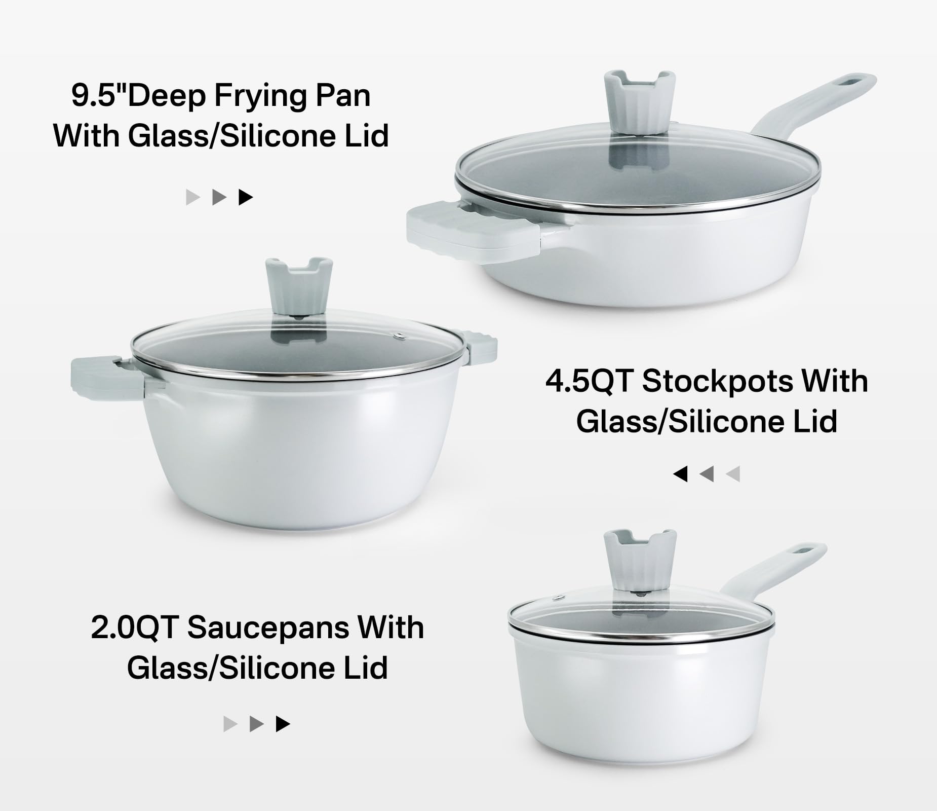 Nonstick Pots and Pans Set - 6 Piece Ceramic Coated Cookware with Detachable Handles (Frying Pan, Saucepan, Stockpot) | Dishwasher & Oven Safe | Induction Compatible | Perfect for Frying, Boiling, Stewing & Everyday Cooking