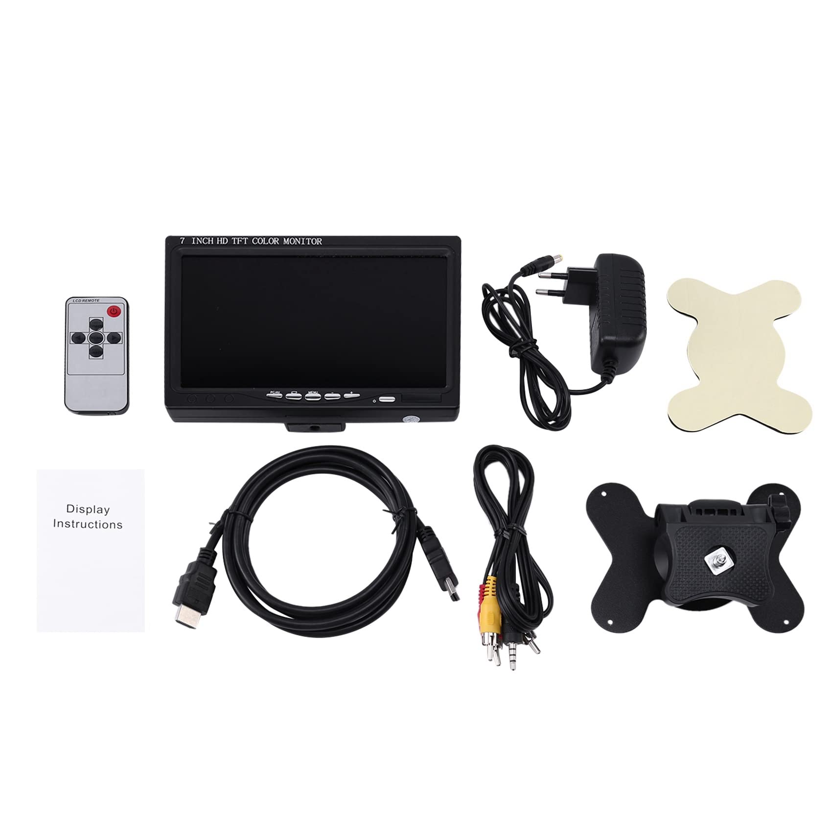 Ronlok 7 Inch Portable Monitor - Dual Screen 1024x600 Resolution with VGA/AV Input - Compatible with Photography, Gaming & Office Work (EU Plug) | Perfect for Travel, Presentations & Multi-Tasking
