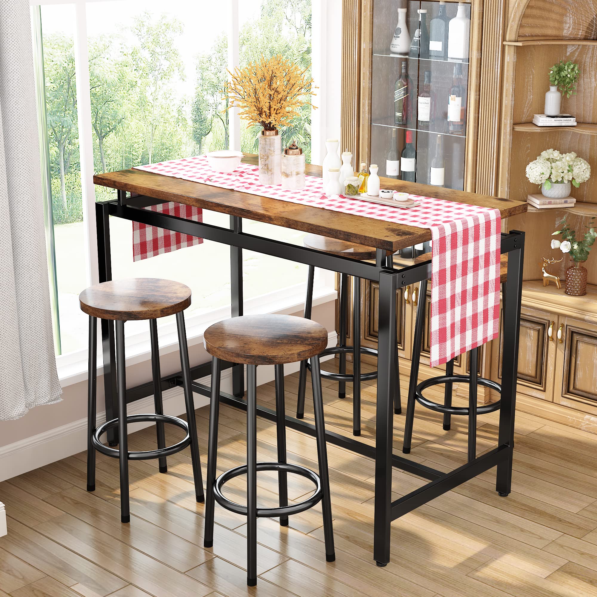 MIERES 5-Piece Wooden Dining Table Set for 4 - 47