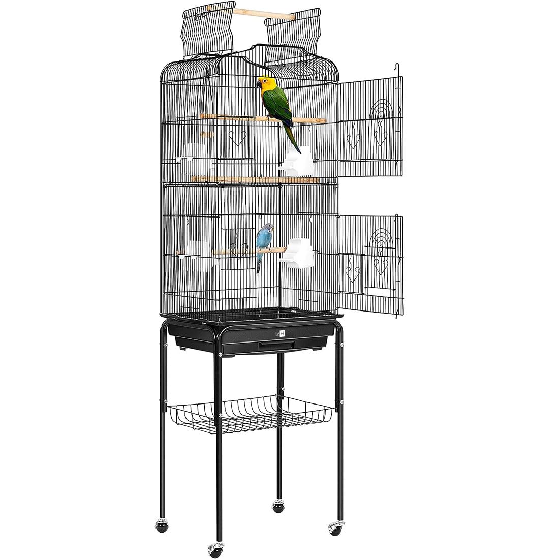 VIVOHOME 64 Inch Large Bird Cage with Play Top & Wheels - Spacious Home for Parrots, Conures, Lovebirds, Cockatiels, Parakeets - Perfect for Playtime & Training in Living Room or Patio