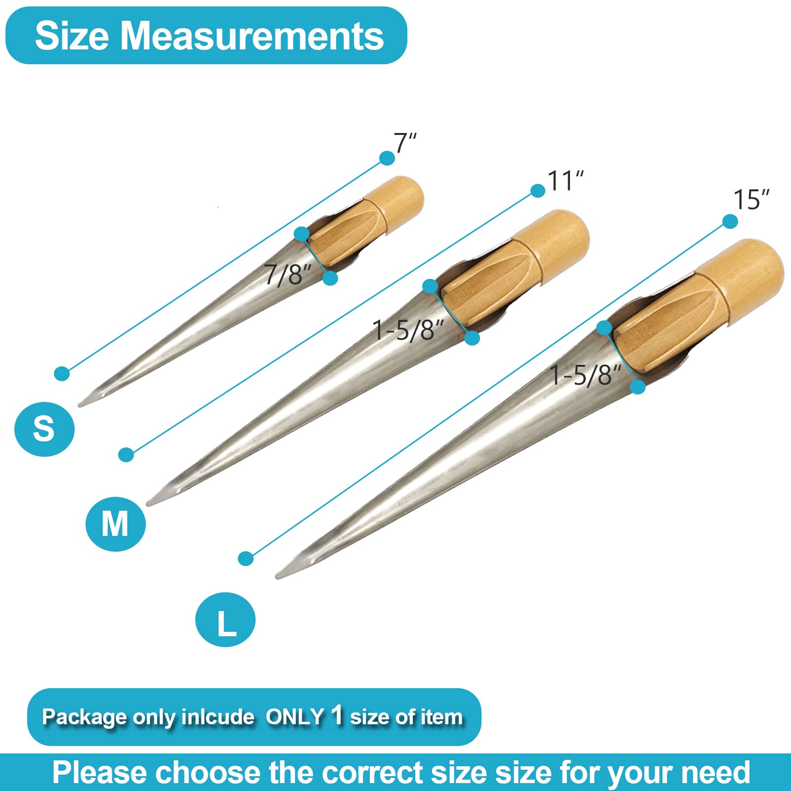 Stainless Steel FID Splicing Tool for Boat Rope - Wood Handle Marine Accessory | Sailing & Fishing Use