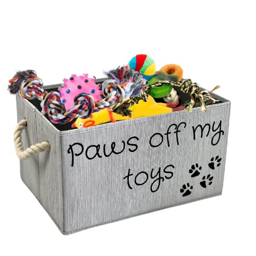Durable Dog Toy Storage Bin - Medium Size Pet Toy Organizer for Chew Toys, Balls & Accessories | Waterproof & Chew-Resistant | Perfect for Living Room, Bedroom or Dog Play Area
