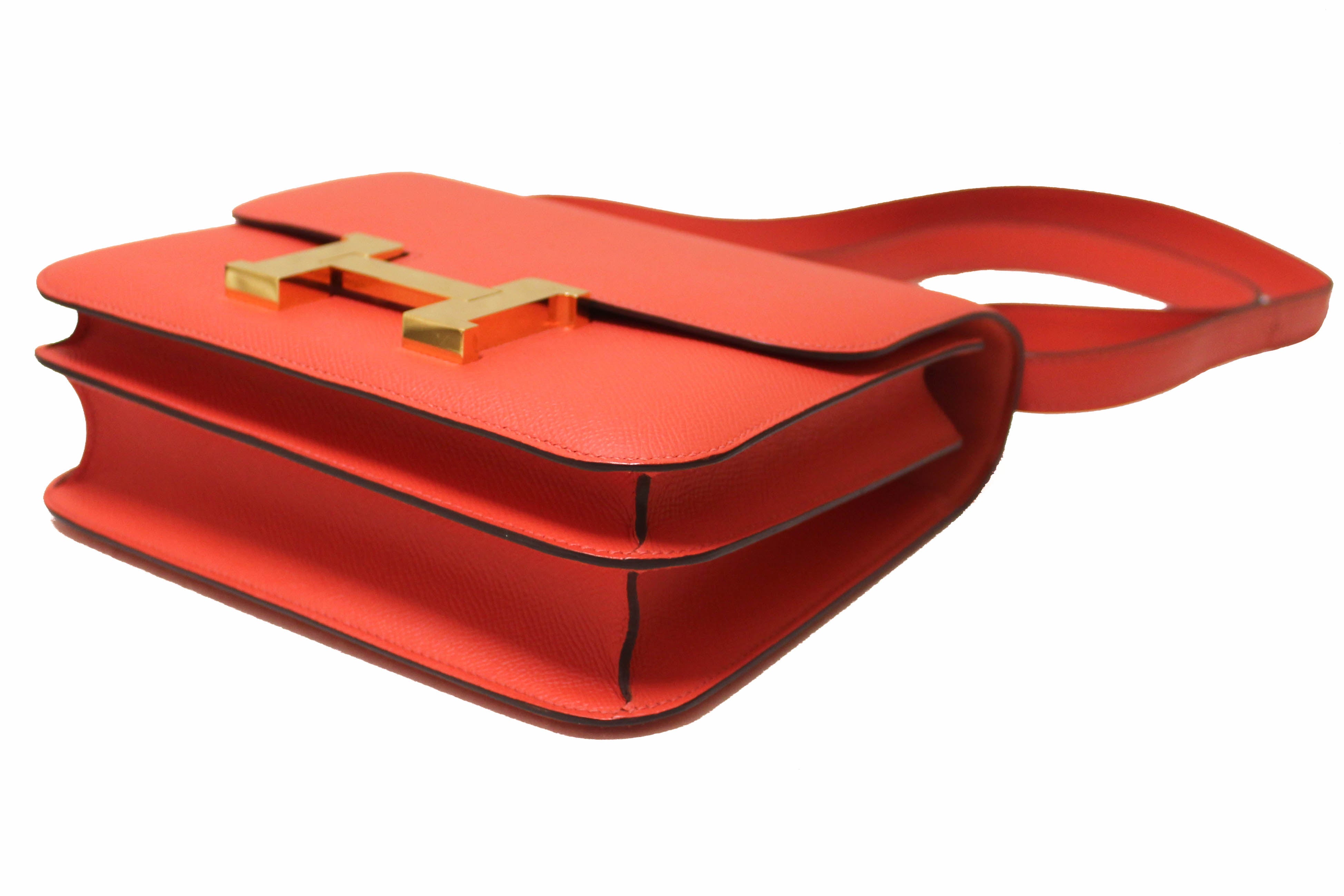 Authentic Hermes Tomate Orange Epsom Leather Constance 24 Shoulder Bag - Luxury Designer Handbag for Women, Perfect for Work, Parties & Special Occasions