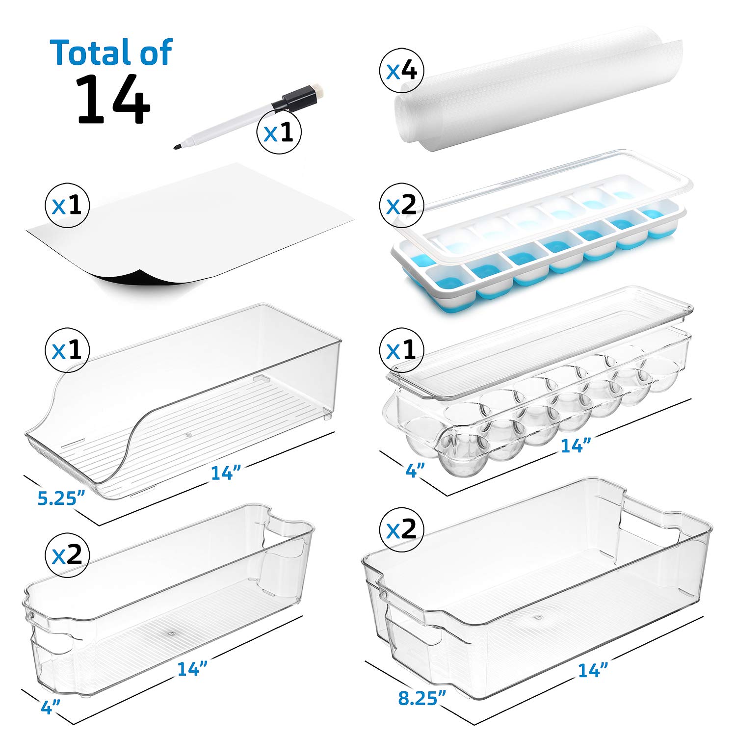 8-Piece BPA-Free Fridge Organizer Bins Set - Refrigerator & Freezer Storage Containers for Food Organization - Perfect for Pantry, Kitchen, and Meal Prep Organization