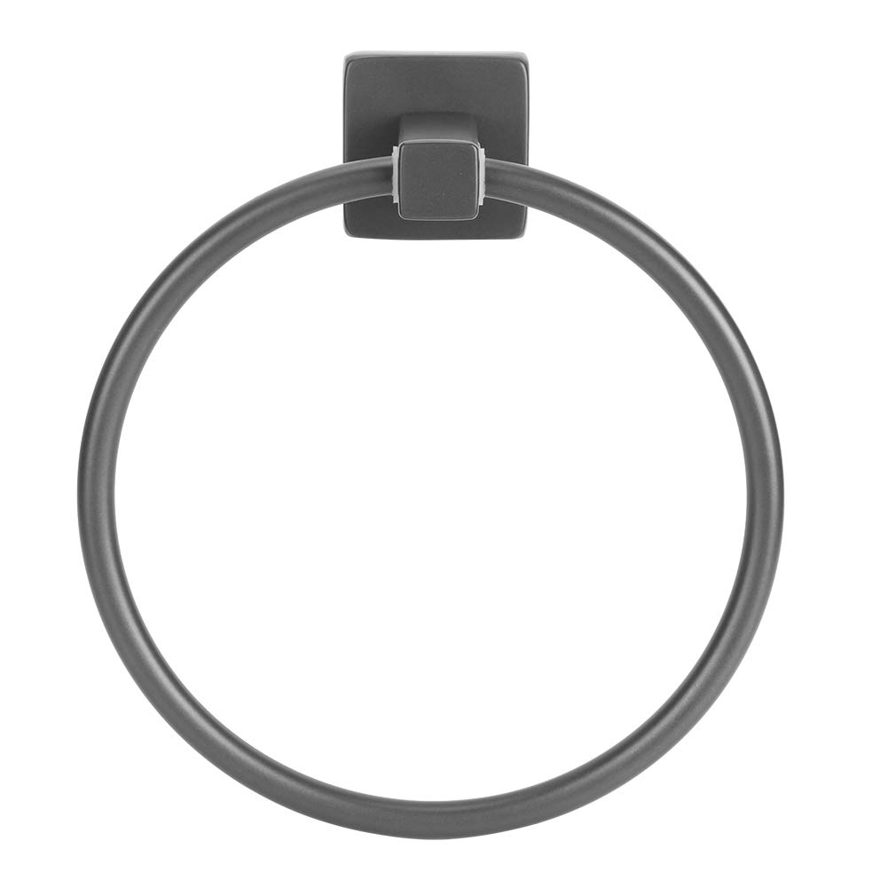 Stainless Steel Wall Mounted Towel Ring - Matte Black Bathroom & Kitchen Towel Holder for Hand & Dish Towels - Space Saving Storage Rack for Small Spaces