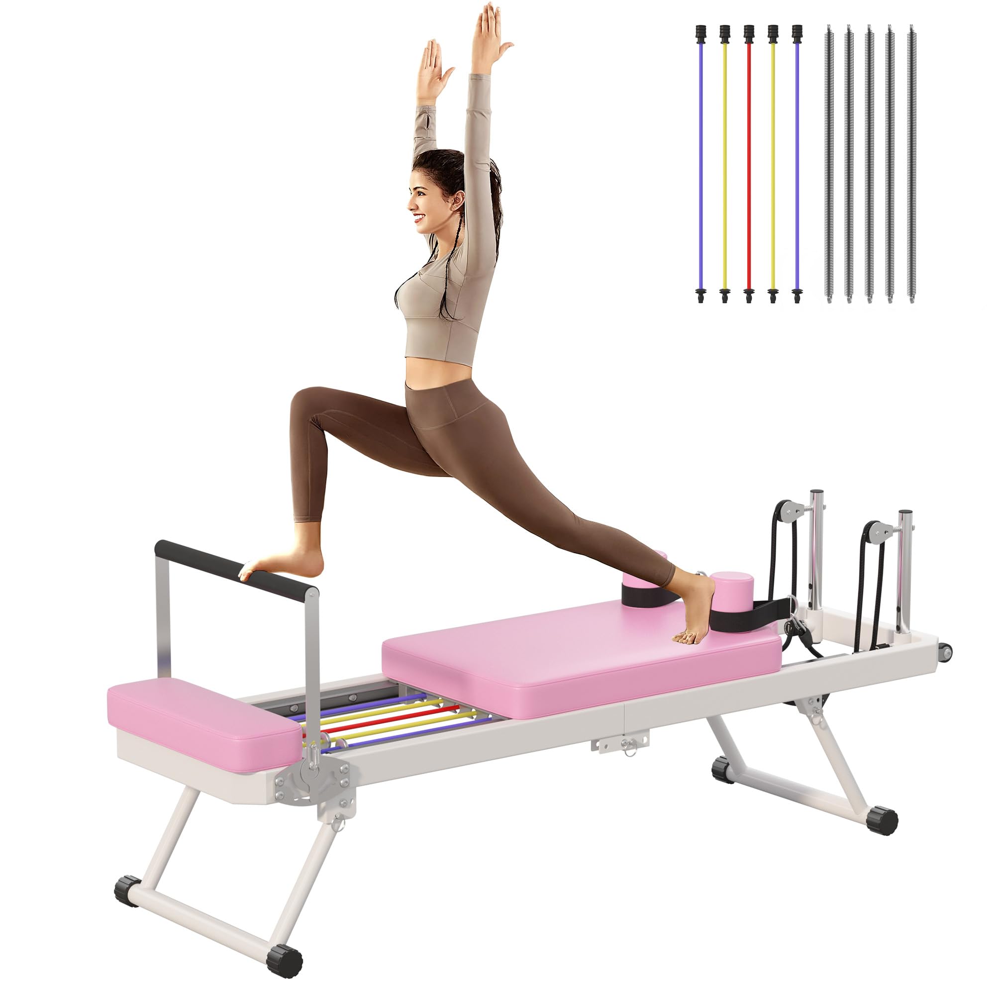 Soges Foldable Pilates Reformer Machine for Home Gym - Portable Pilates Equipment for Beginners with High-Strength Rebounder - Perfect for Cardio, Strength Training & Rehabilitation Exercises at Home