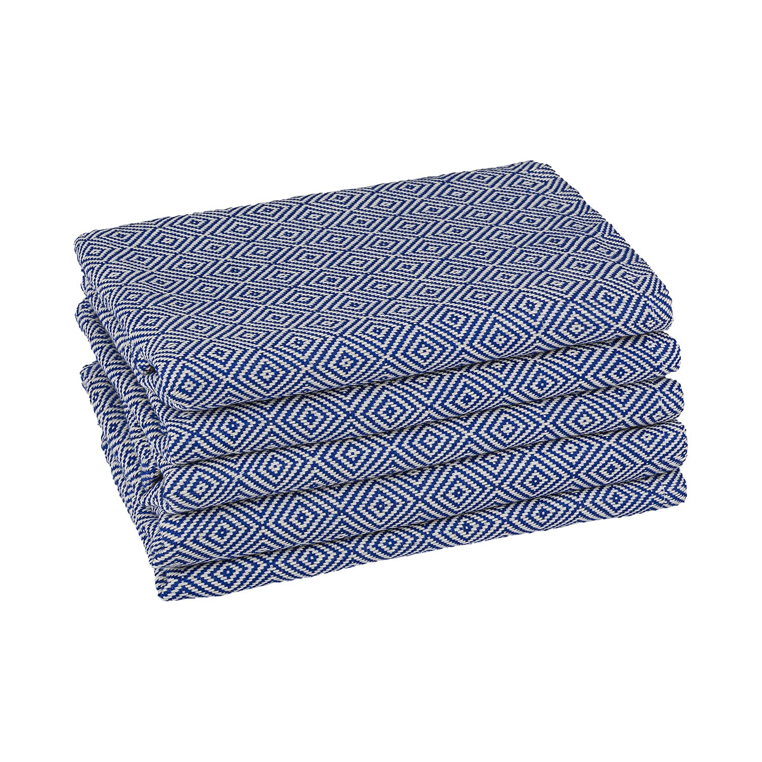 Premium Turkish Cotton Hand Towels - 5-Pack Navy Blue Absorbent Kitchen Dish Towels | Quick-Drying Dishcloths & Tea Towels for Home, Bar & Restaurant Use | Diamond Weave Pattern for Superior Scrubbing | Perfect for Washing Dishes, Glassware & Counter Cleaning