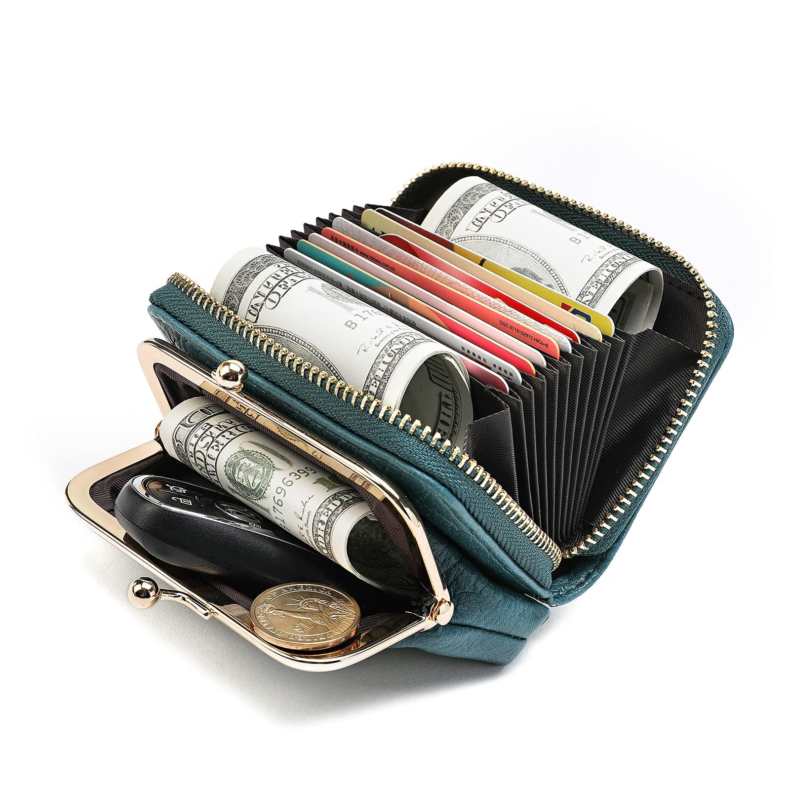 2 in 1 RFID Blocking Wallet & Coin Purse - Slim Credit Card Holder with Zipper Closure - Cute Travel Pouch for Women (Perfect for Everyday Use, Travel & Shopping)