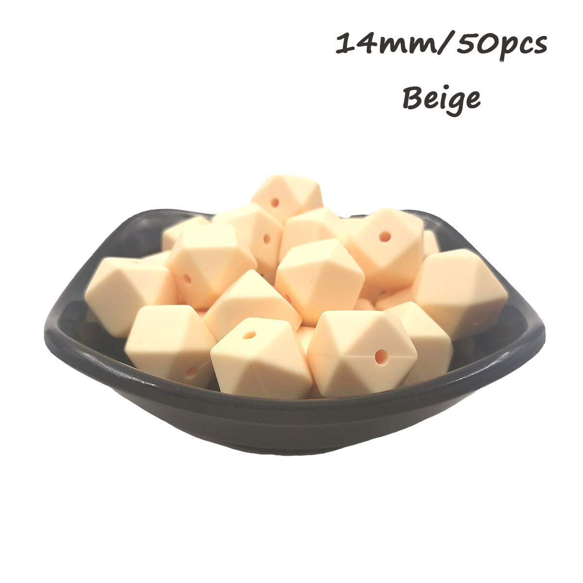 14mm Hexagonal Silicone Beads for DIY Jewelry & Keychains - 50pcs Bulk Craft Beads for Women & Moms