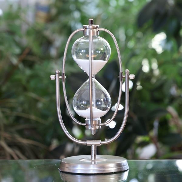 50 Minute Brass or Silver Flip Hourglass Timer - Vintage Style Sand Timer for Kitchen, Classroom, Games & Meditation