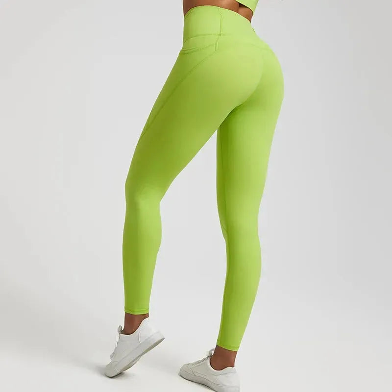 Seamless Nude Yoga Pants for Women - 3 Pocket High Waisted Gym Leggings with Push Up Effect | Perfect for Workouts, Running & Lounge Wear