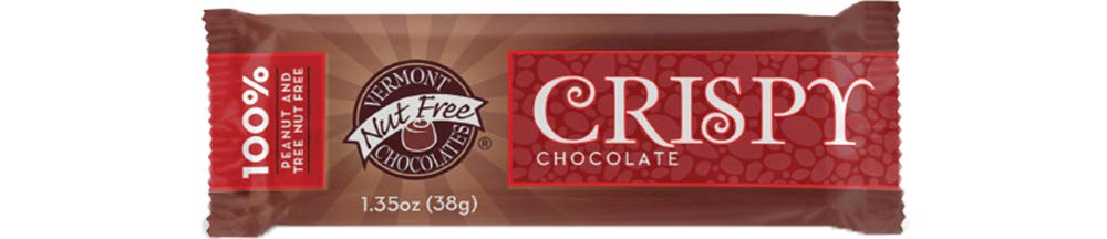 Vermont Nut-Free Small Chocolate Bars - Crispy Milk Chocolate (1.35 Oz, 18 Count) | Allergen-Free, Kosher Certified | Perfect for School Snacks, Lunch Boxes & Allergy-Sensitive Gifts