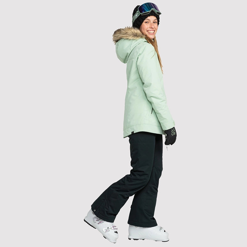 Roxy Snow Meade Water Green Women's Snow Jacket - Waterproof & Warm for Skiing, Snowboarding & Winter Outdoor Activities