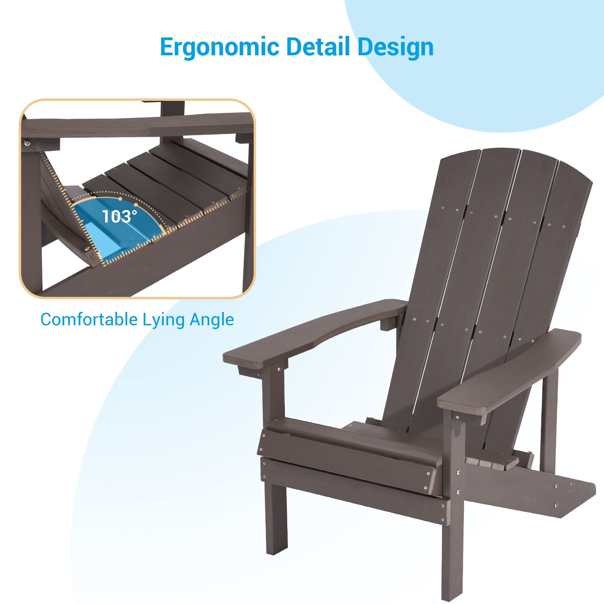 **Durable Plastic Adirondack Chairs - All-Weather HIPS Resistant, Oversized Outdoor Patio Furniture for Balcony, Porch, Lawn, Backyard, Deck, Garden & Camping - Perfect for Relaxing, Sunbathing & Outdoor Gatherings**