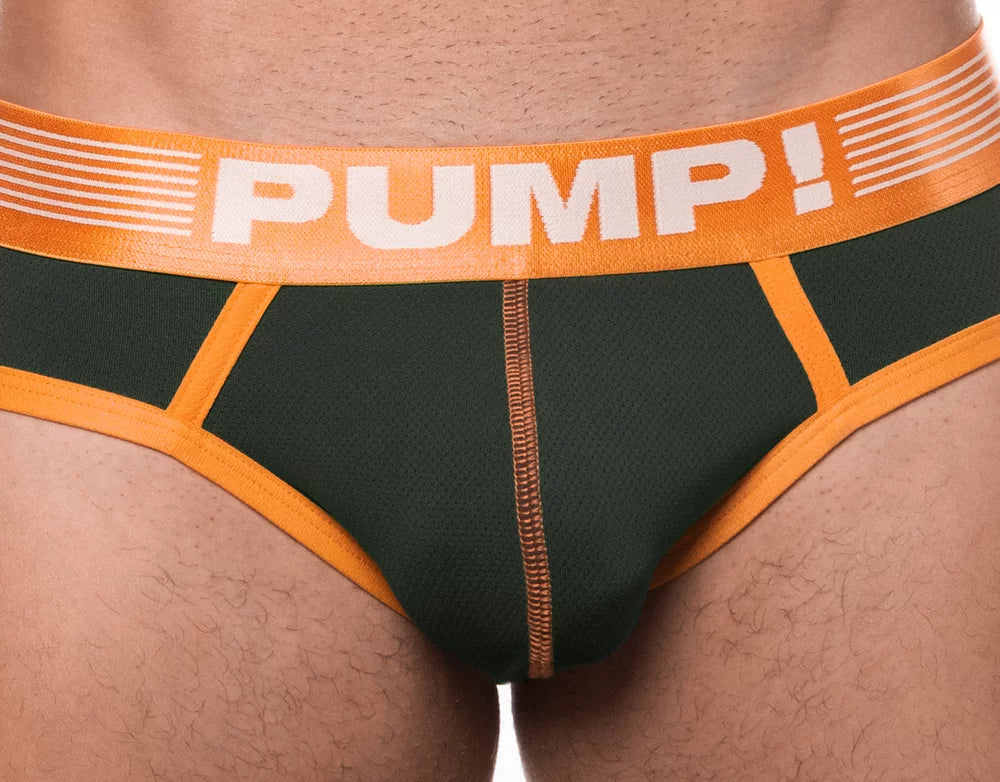 PUMP! Squad Men's Athletic Performance Briefs - Breathable Quick-Dry Underwear for Sports & Workouts - Green (Perfect for Gym, Running & Active Lifestyle)