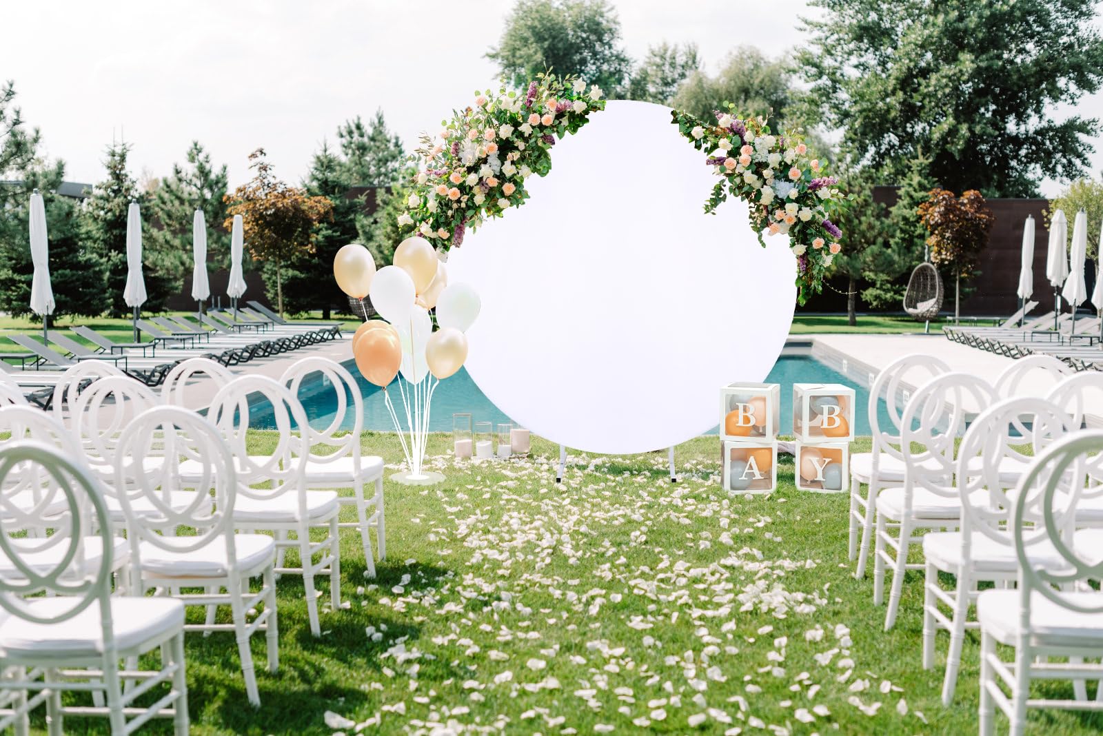 7.2x7.2ft White Round Backdrop Cover - Perfect Circle Photography Background for Valentine's Day, Birthday Parties, Baby Showers & Weddings | Photo Booth Decor, Event Backdrop, Social Media Content Creation