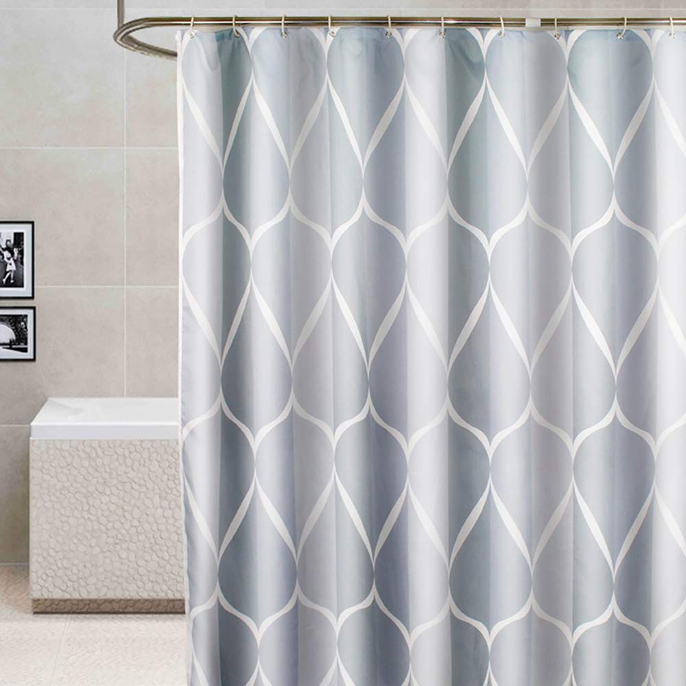 Waterproof Shower Curtain 72x80 Inches - Gray Geometric Pattern Bathroom Decor for Modern & Vintage Style Homes - Perfect for Bath, Shower, and Spa Relaxation